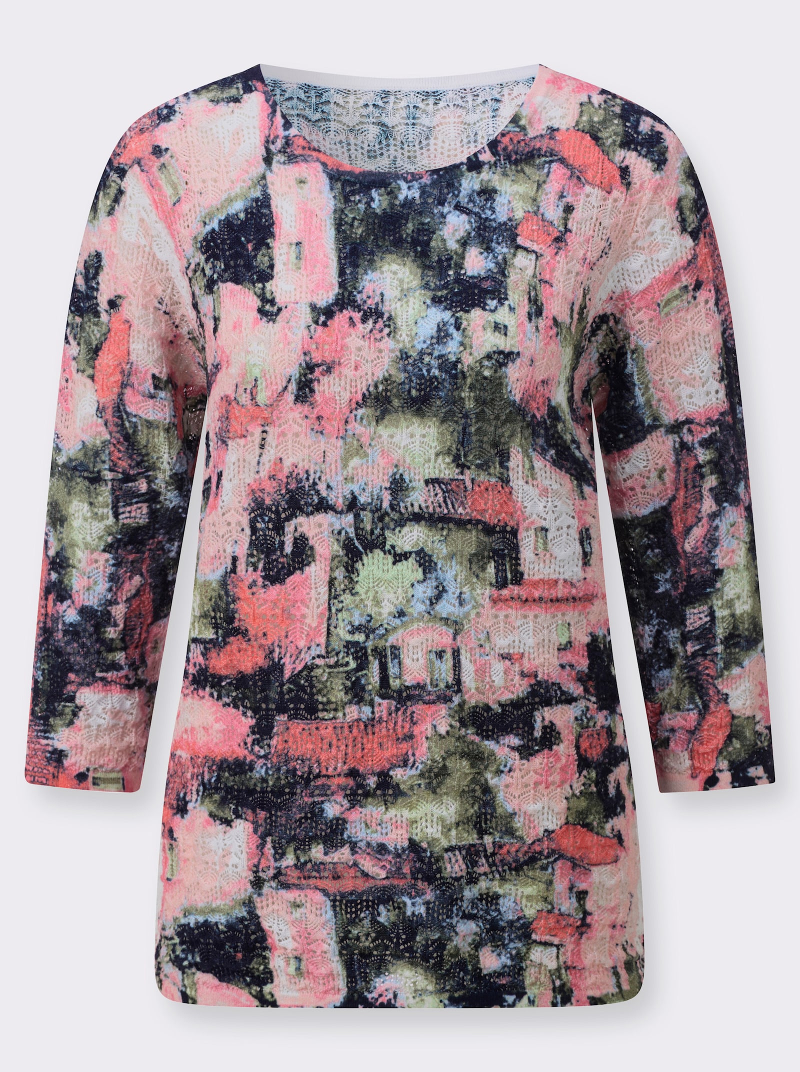 Baumwollpullover - hortensie-bedruckt