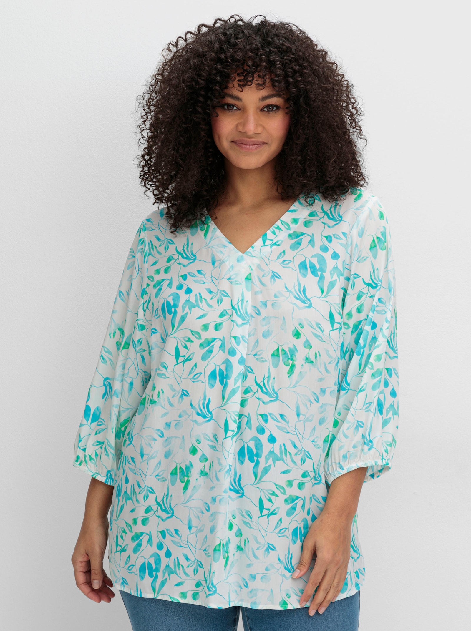 sheego Tunika mit Alloverdruck - ecru-gemustert