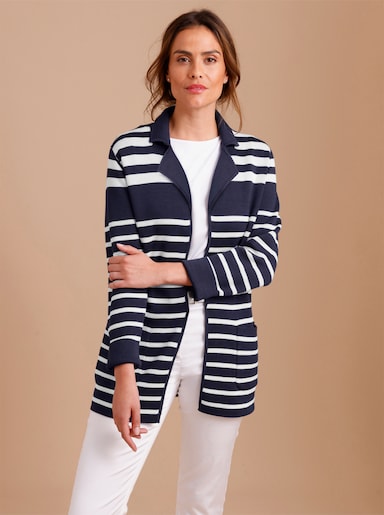 CREATION L PREMIUM Wendejacke im Marine-Stil - marine-weiß-geringelt