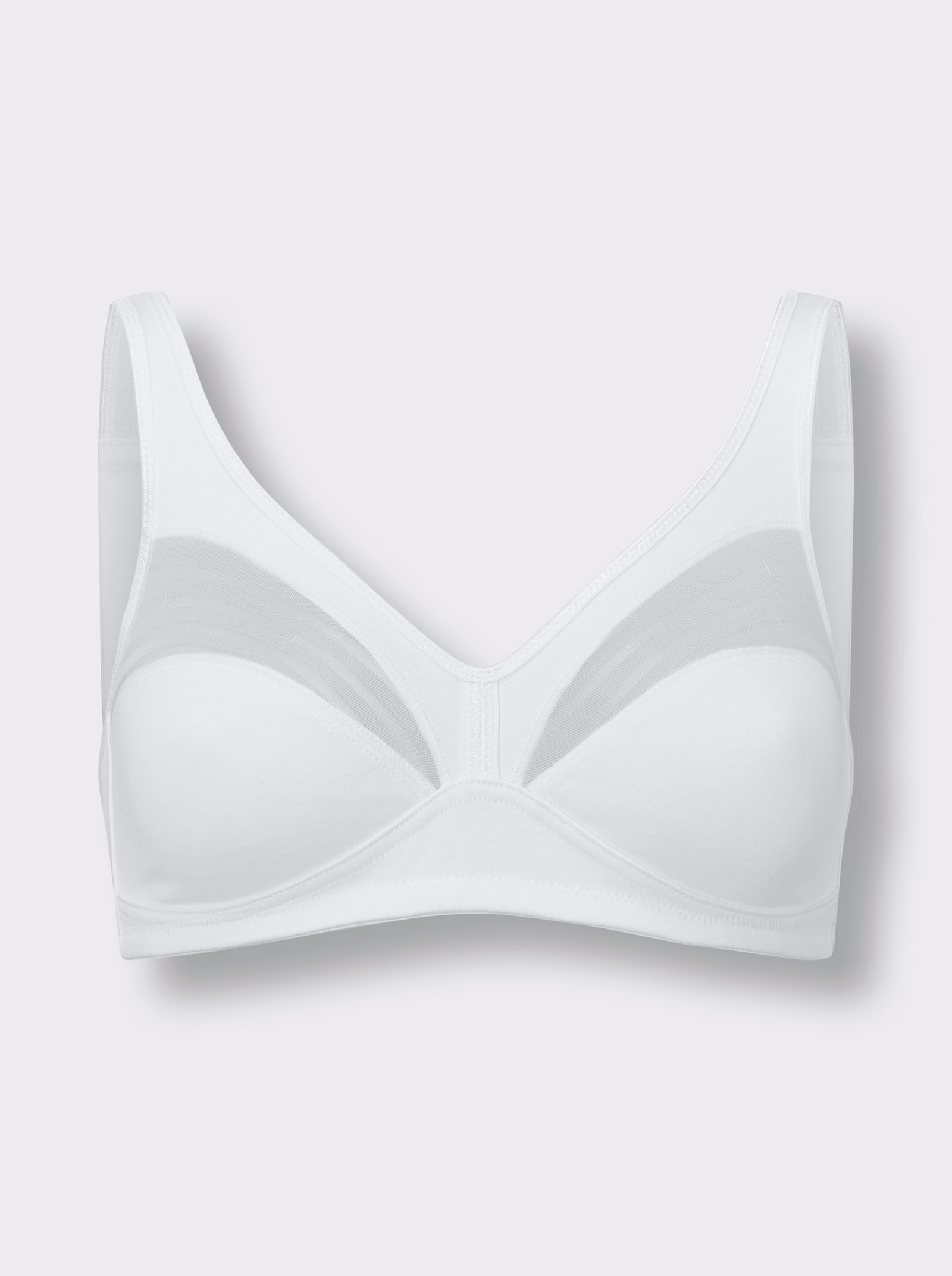 wäschepur BH ohne Bügel mit Streifeneinsatz - weiß