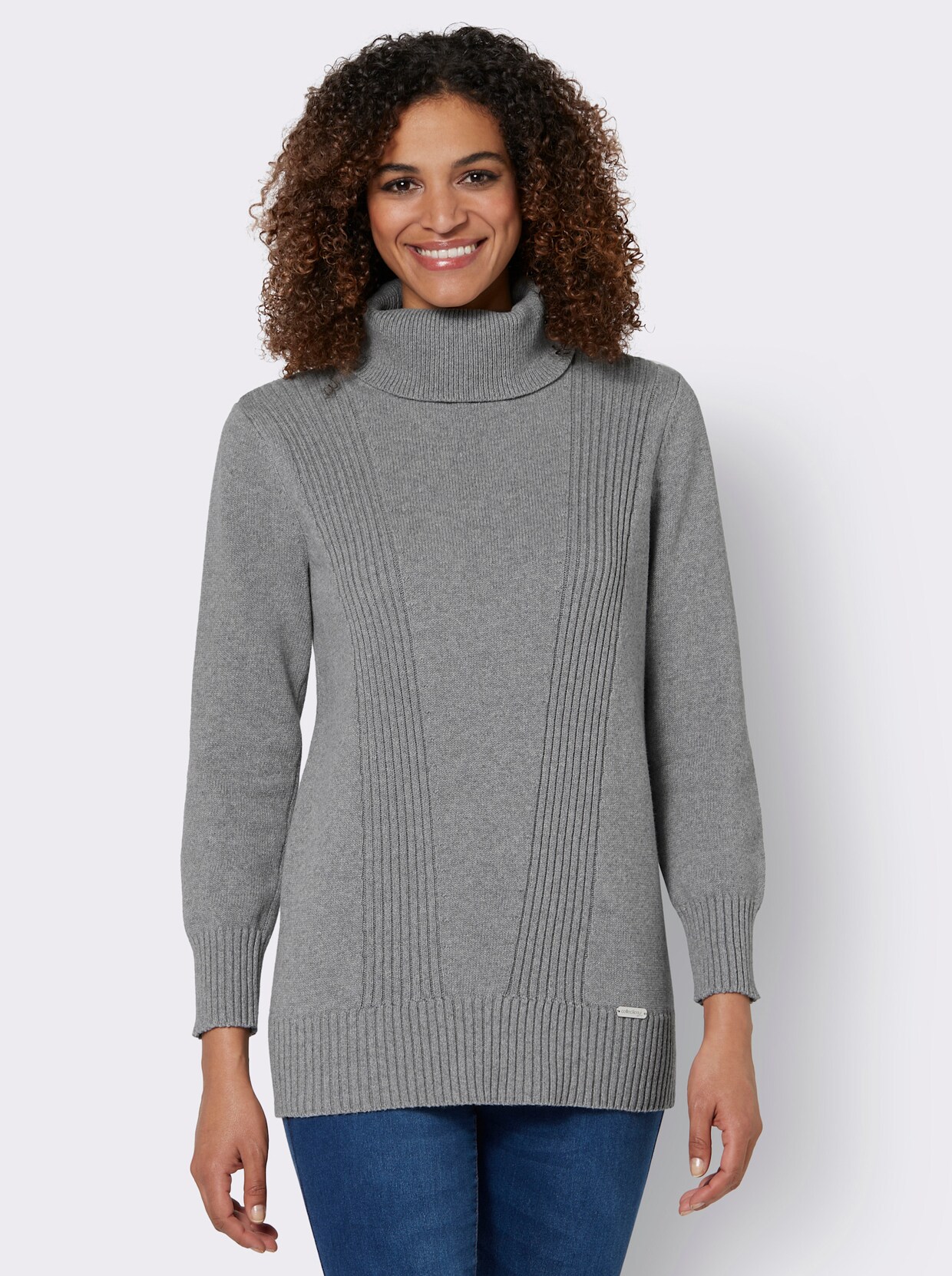 Longpullover - steingrau-meliert