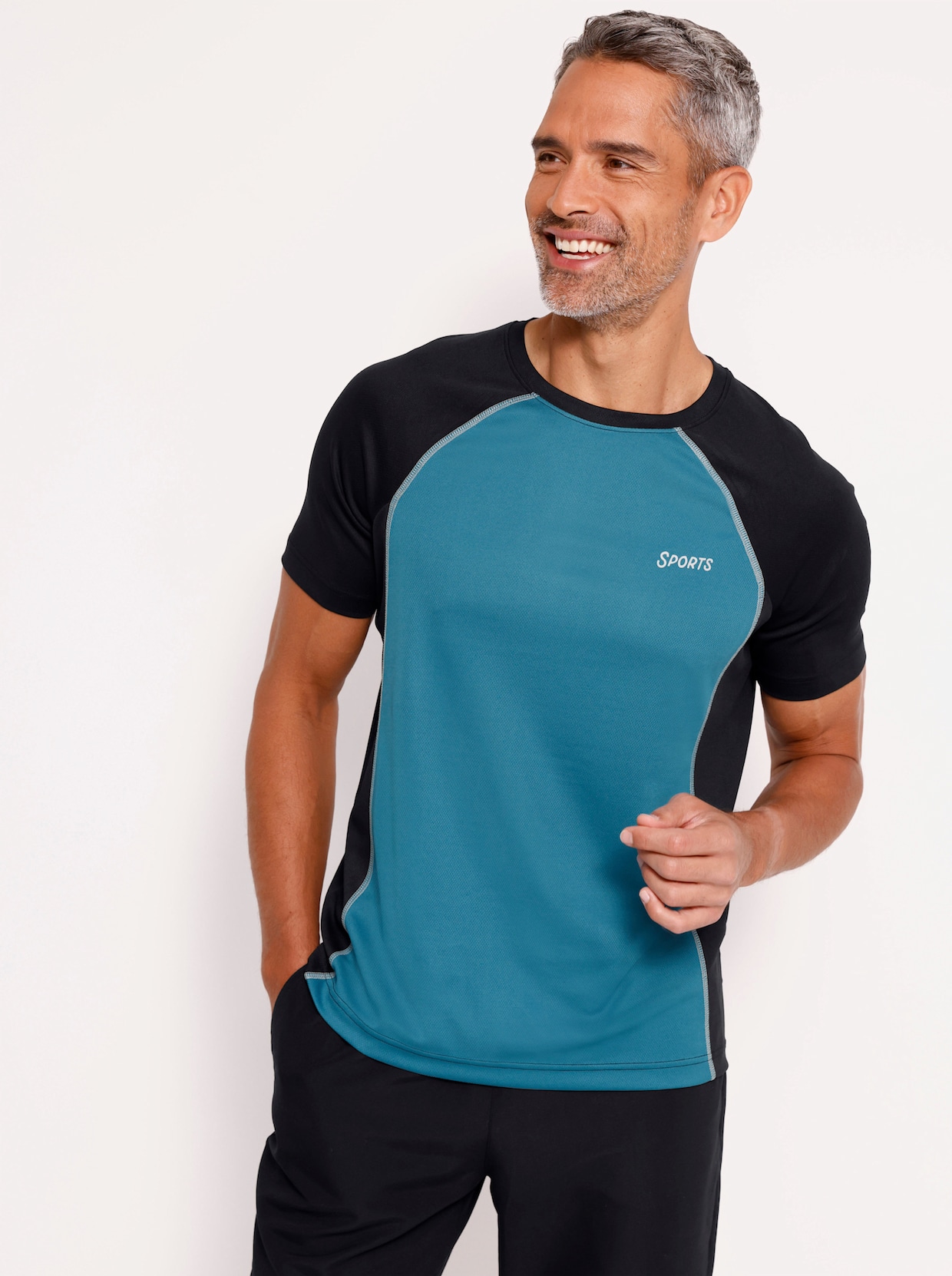Sportshirt - schwarz-petrol