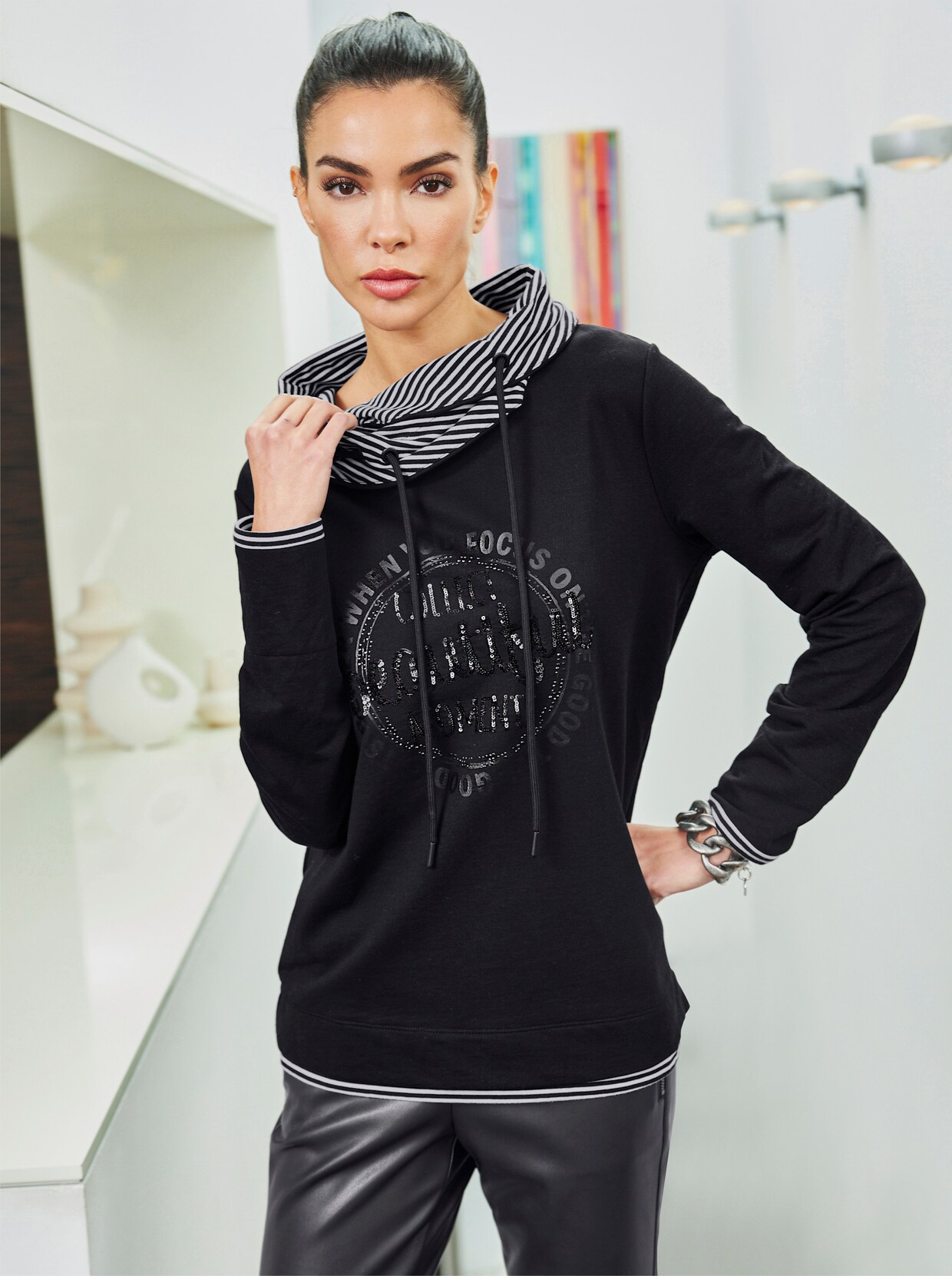 heine Shirt - schwarz-ecru