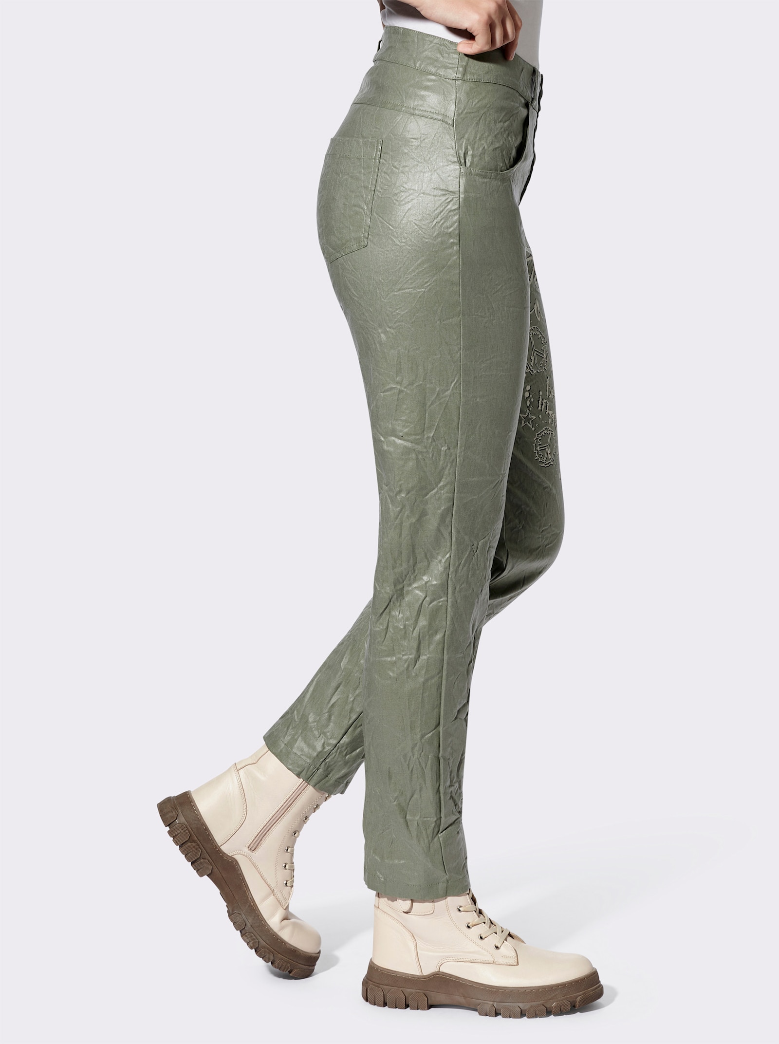 heine Bengalinhose mit Crinkle-Effekt - khaki