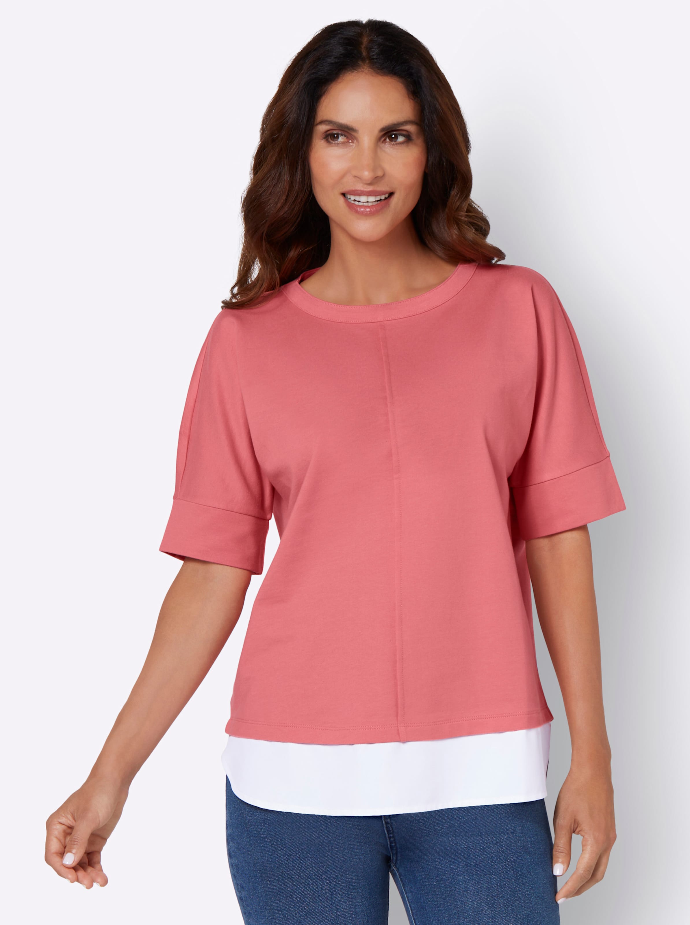 Witt Damen 2-in-1-Shirt, flamingo-ecru