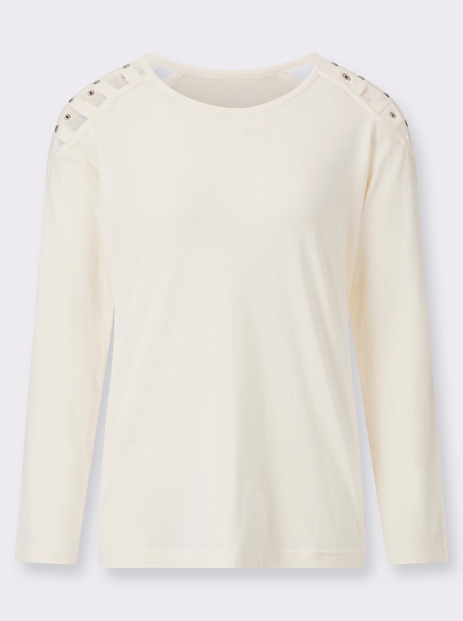 Langarmshirt Gitter an den Schultern - ecru
