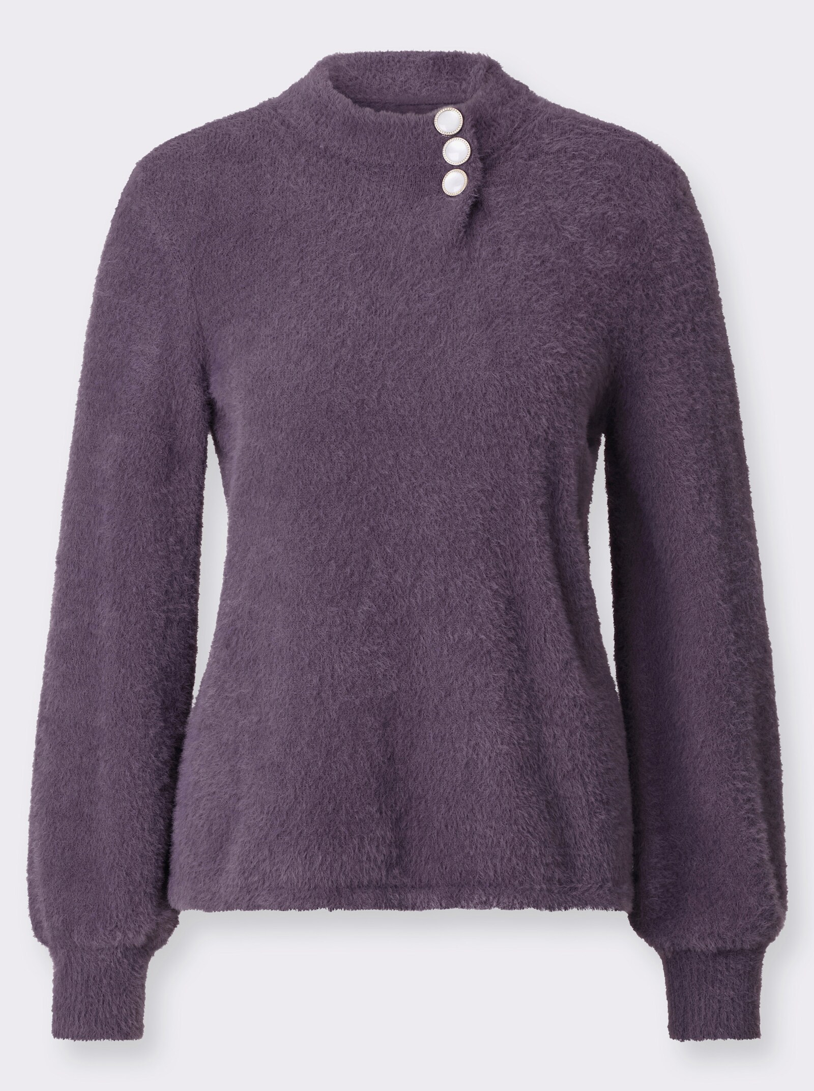 Langarm-Pullover mit Zierknöpfen - feige