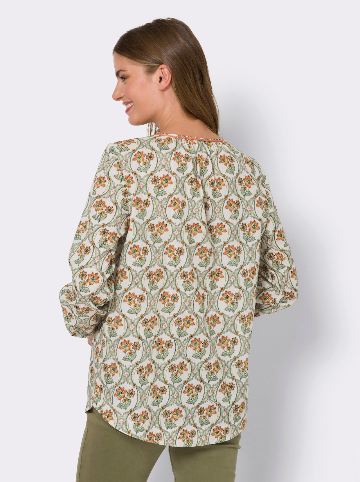 heine Chemisier en coton - champagne-orange imprimé