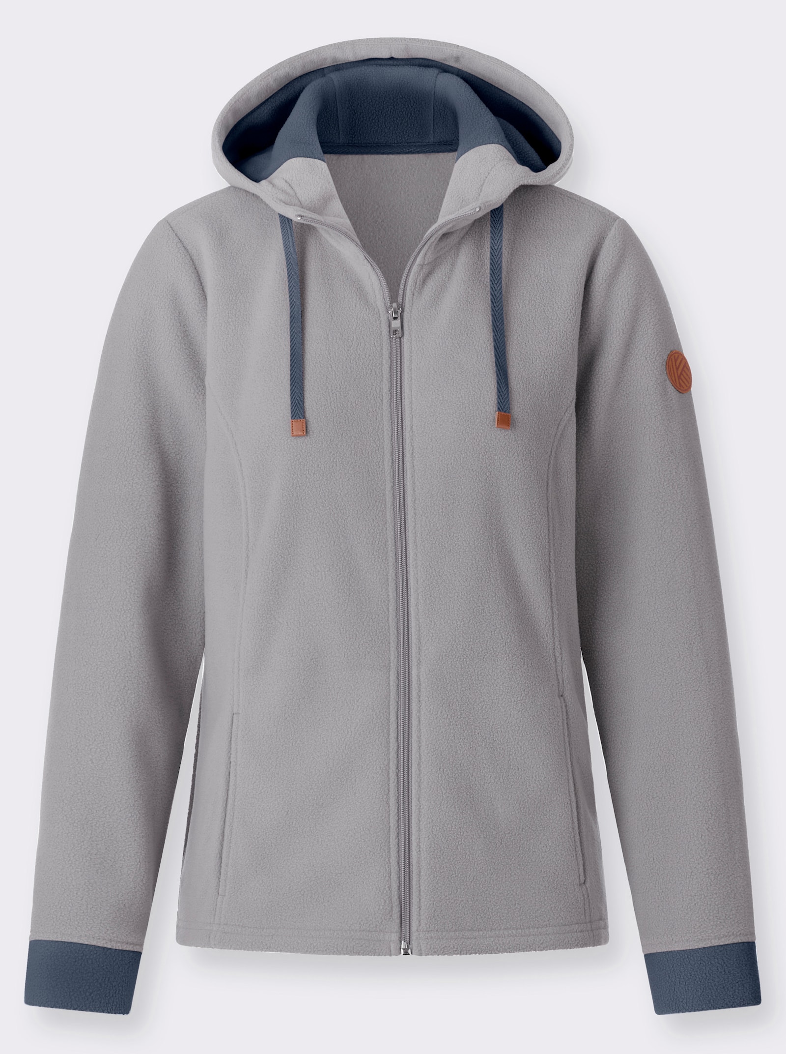 Fleecejacke mit Kapuze - steingrau-rauchblau
