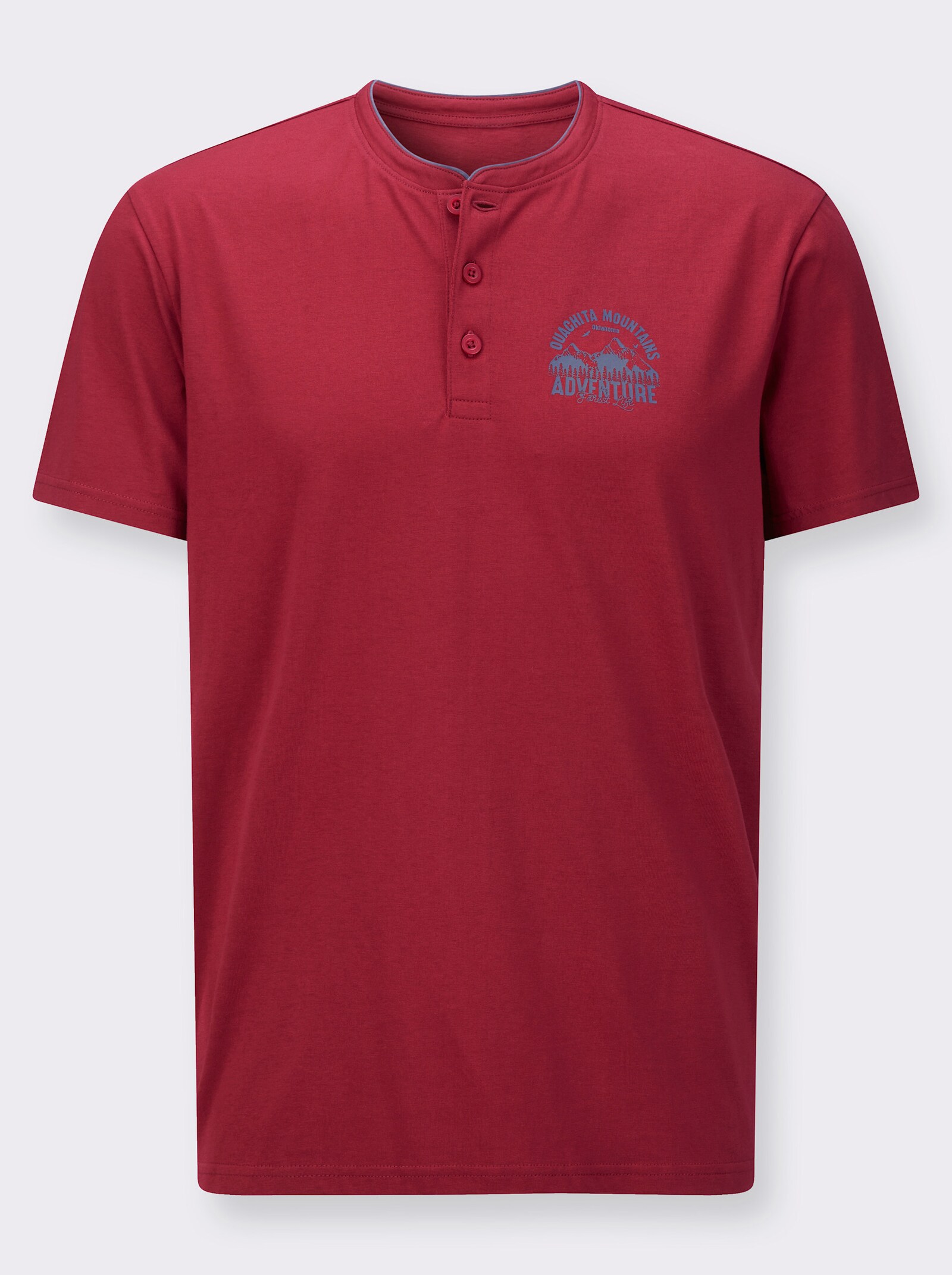 Henleyshirt mit kleinem Druck-Motiv - kirsche