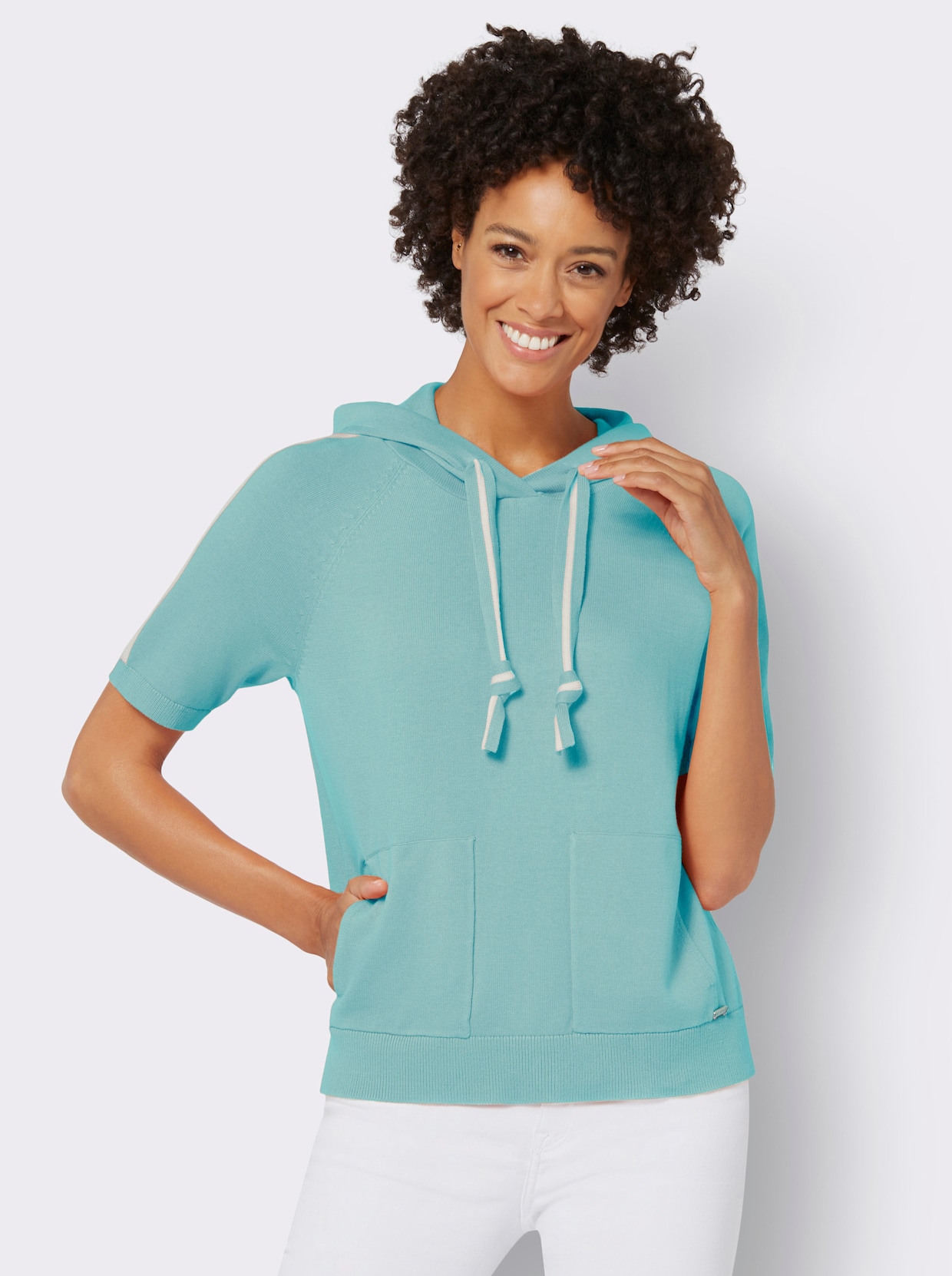 Pullover met korte mouwen - mint/ecru