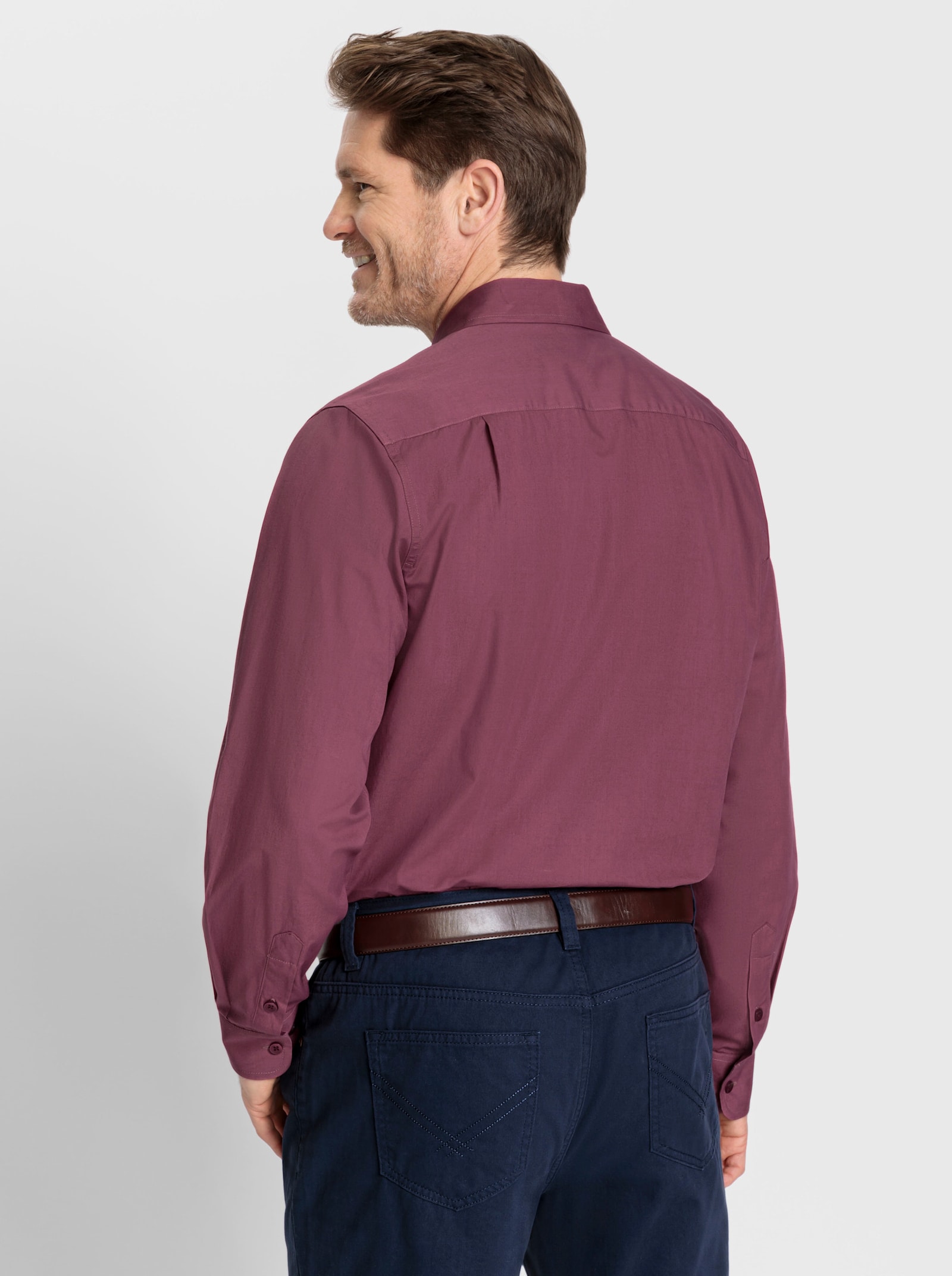 Marco Donati Langarmhemd in bügelfreier Qualität - burgund