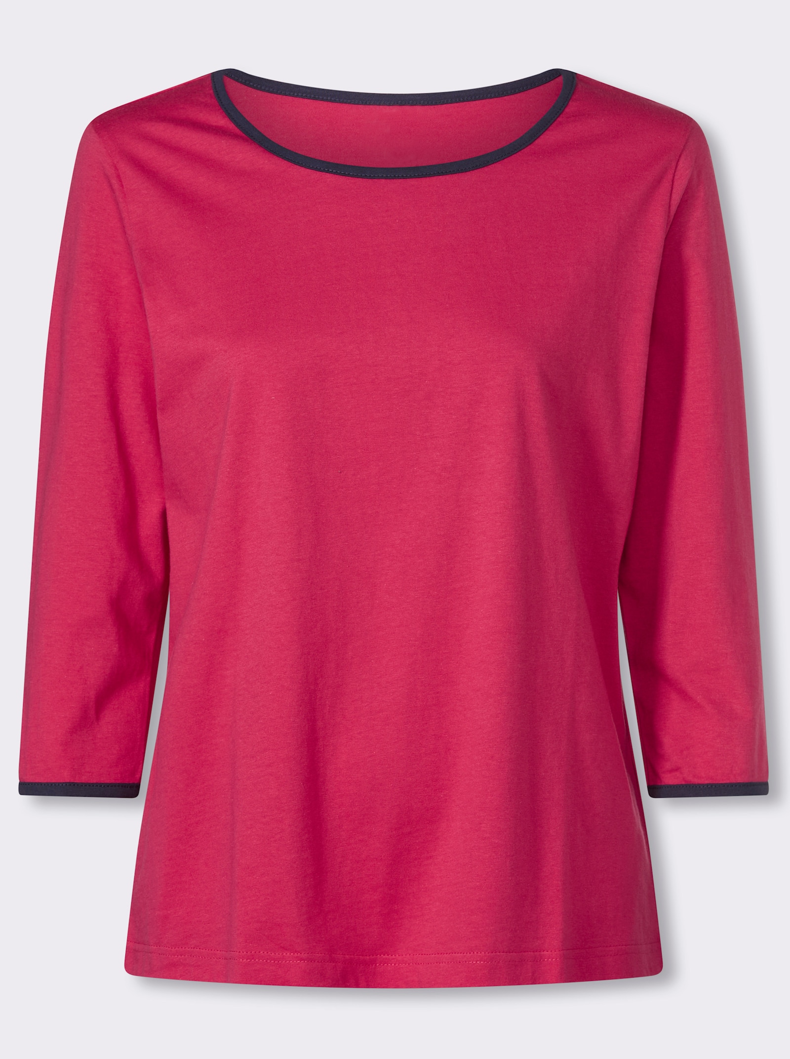 3/4-Arm-Shirt mit Kontrastpaspeln - pink-marine