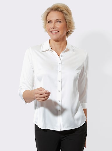 Hemdbluse in Satin-Qualität - ecru