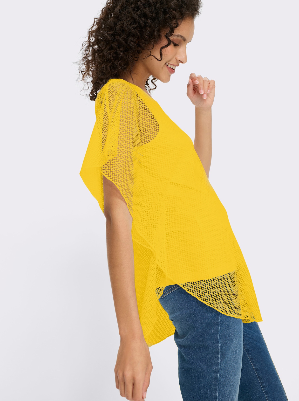 heine Shirt met korte mouwen in ponchostijl - zonnegeel