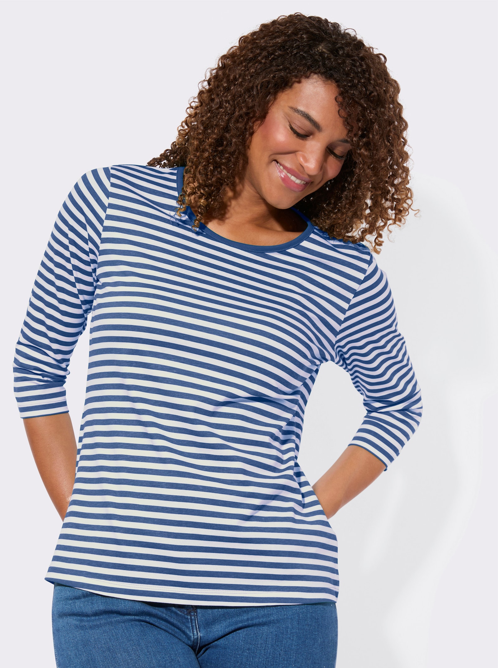 Shirt-Set mit 3/4-Ärmeln - jeansblau