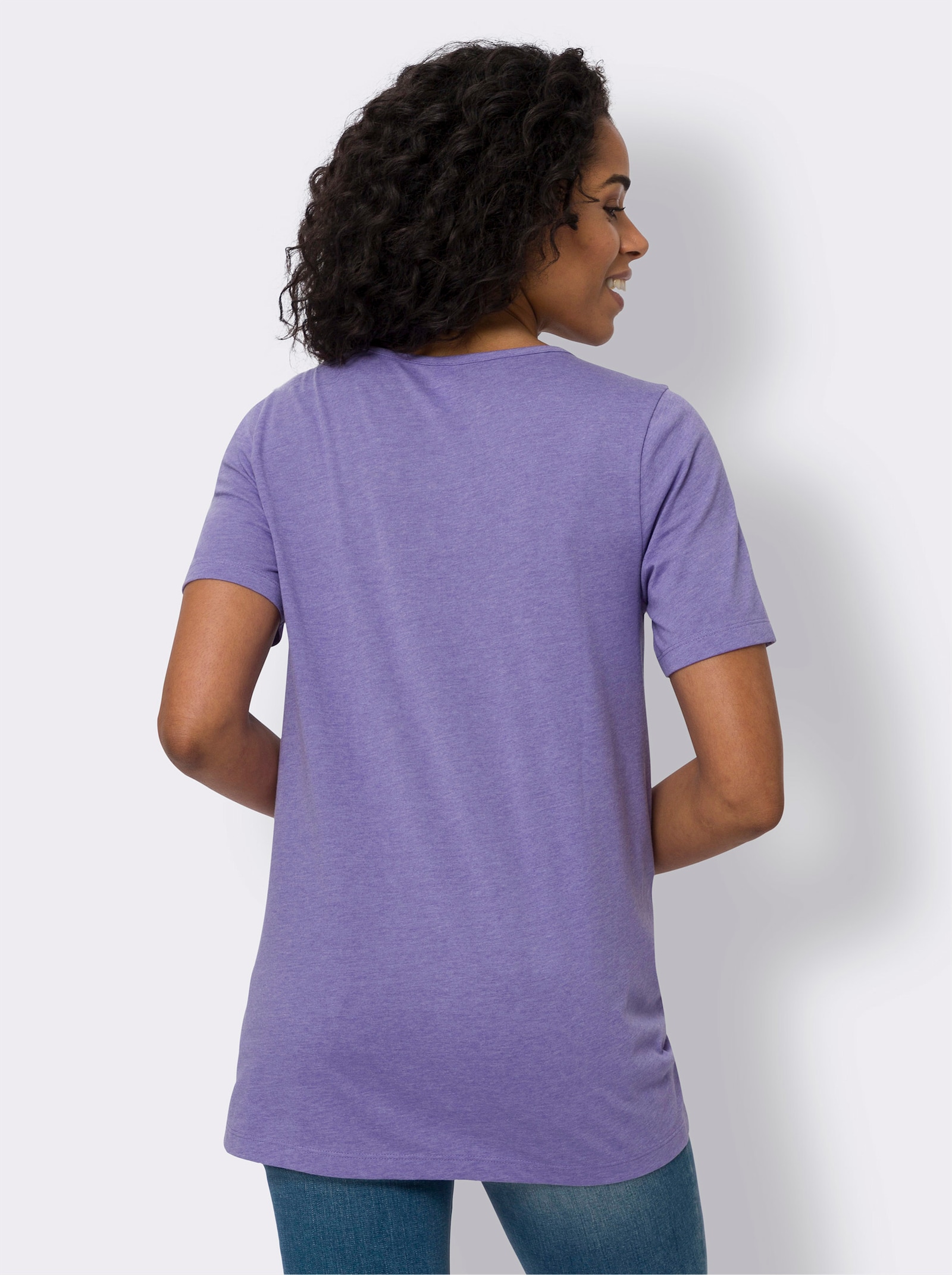 Lang shirt met sierknopen - lavendel gemêleerd