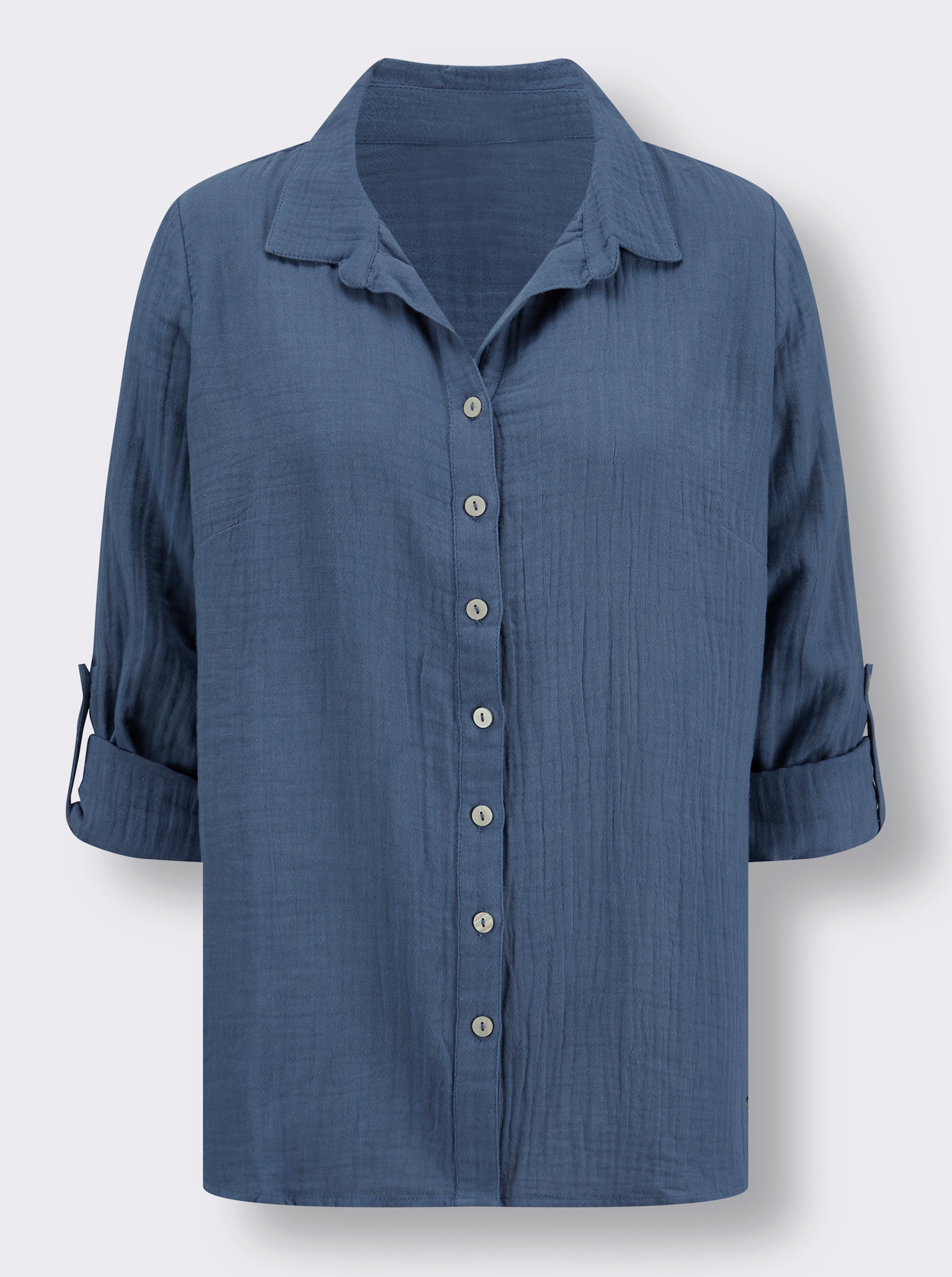 Hemdbluse mit Reverskragen - jeansblau