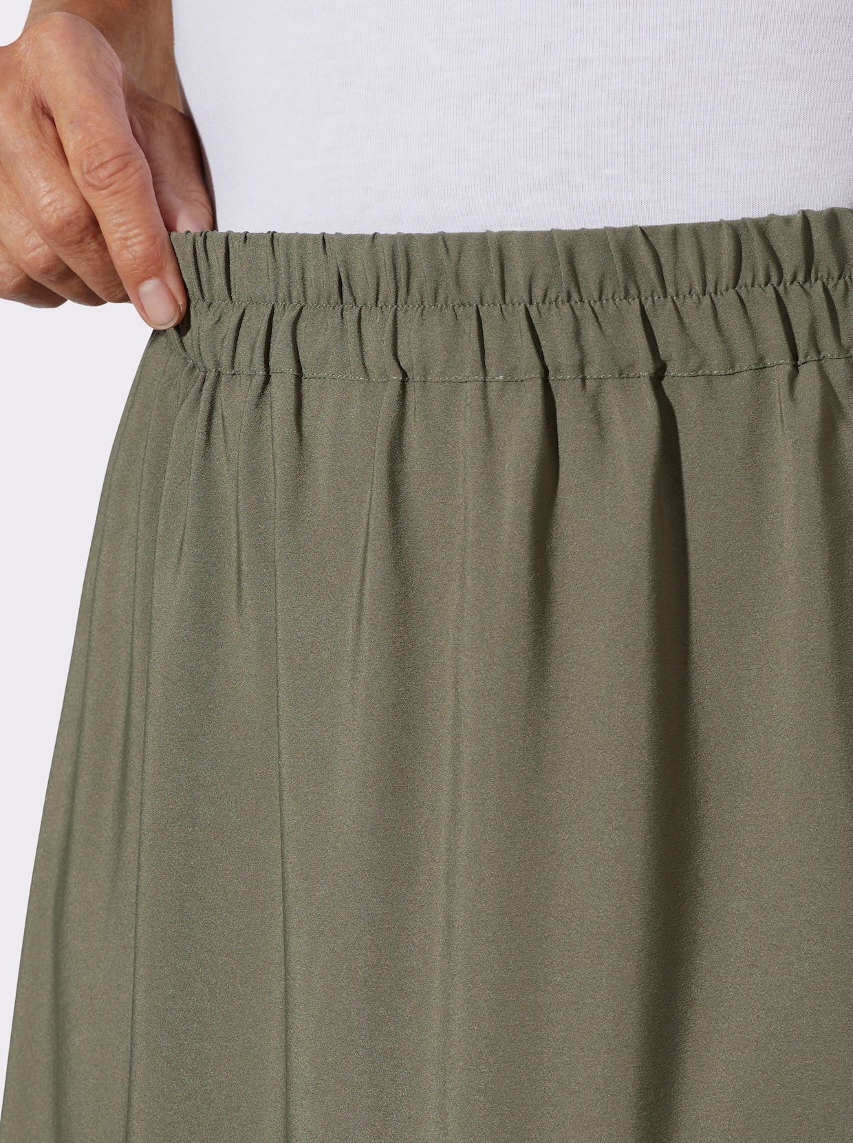 Stufenrock mit Rüschen-Verzierung - khaki