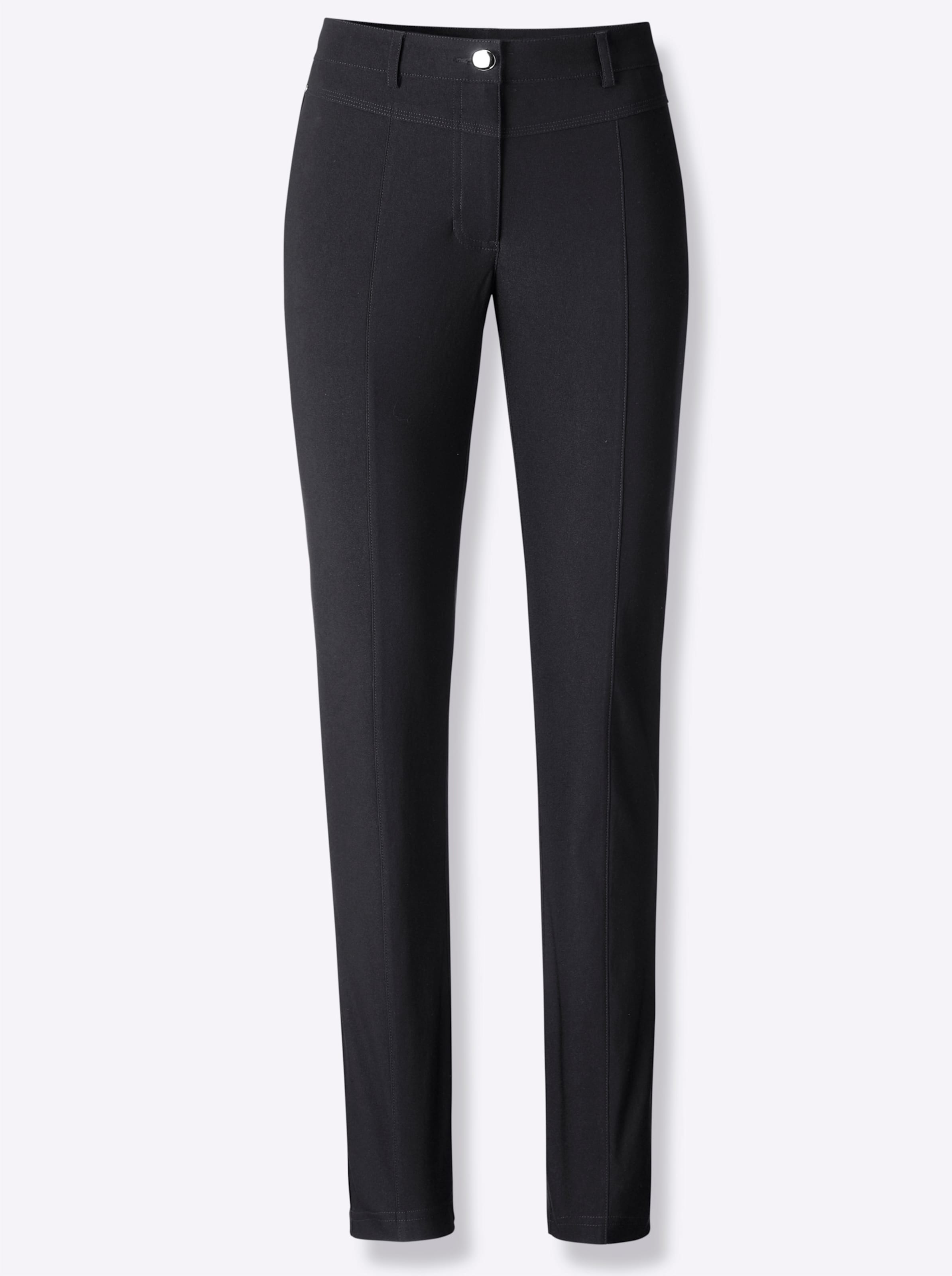 Inspirationen Damen Schwarz Webhose Gr. 50, Normalgrößen, 77% Viskose, 19% Polyamid, 4% Elasthan, Unifarben, Lang, Hosen - Bild 3