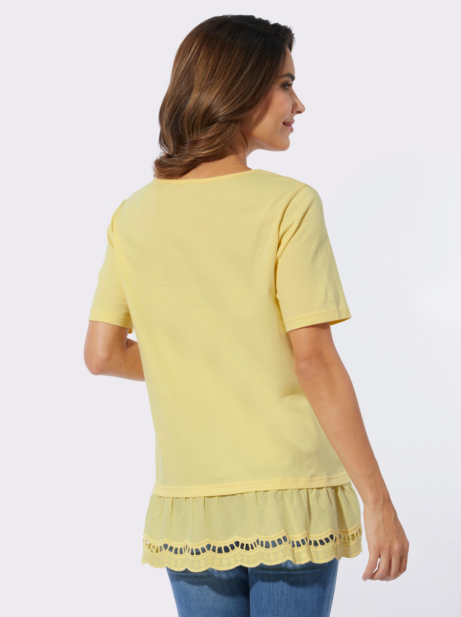 Lang shirt met kant - citroen