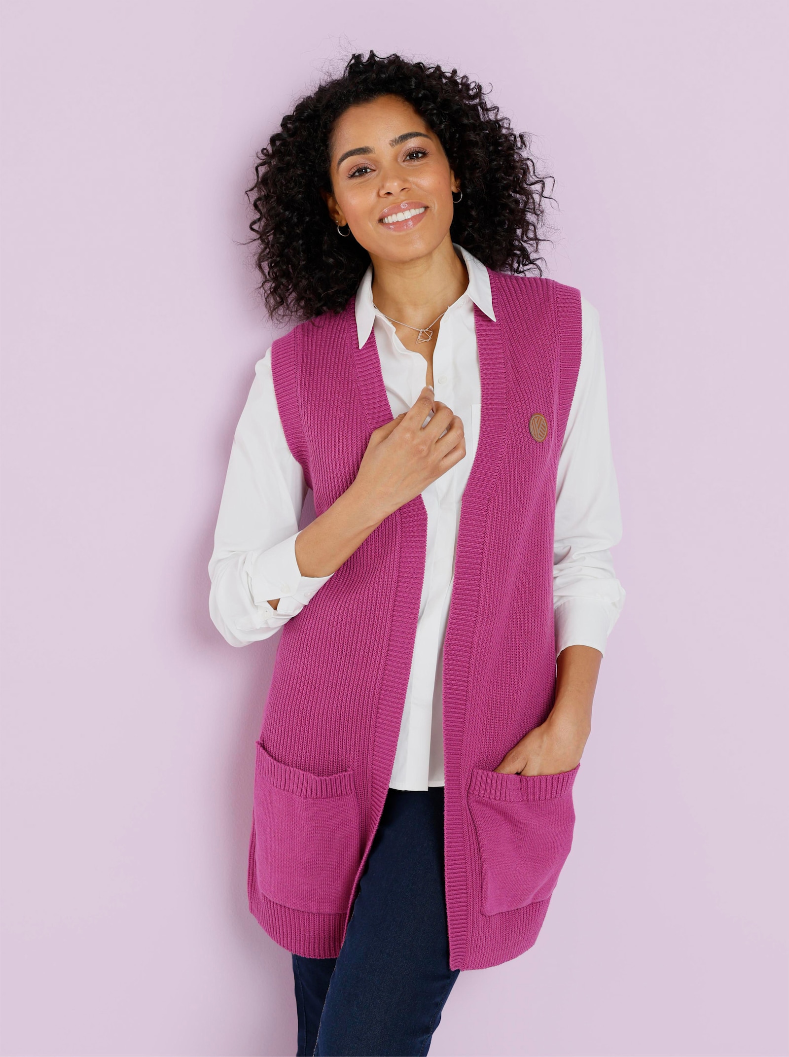 Pletená vesta, rebr.vzhľ. - vresová