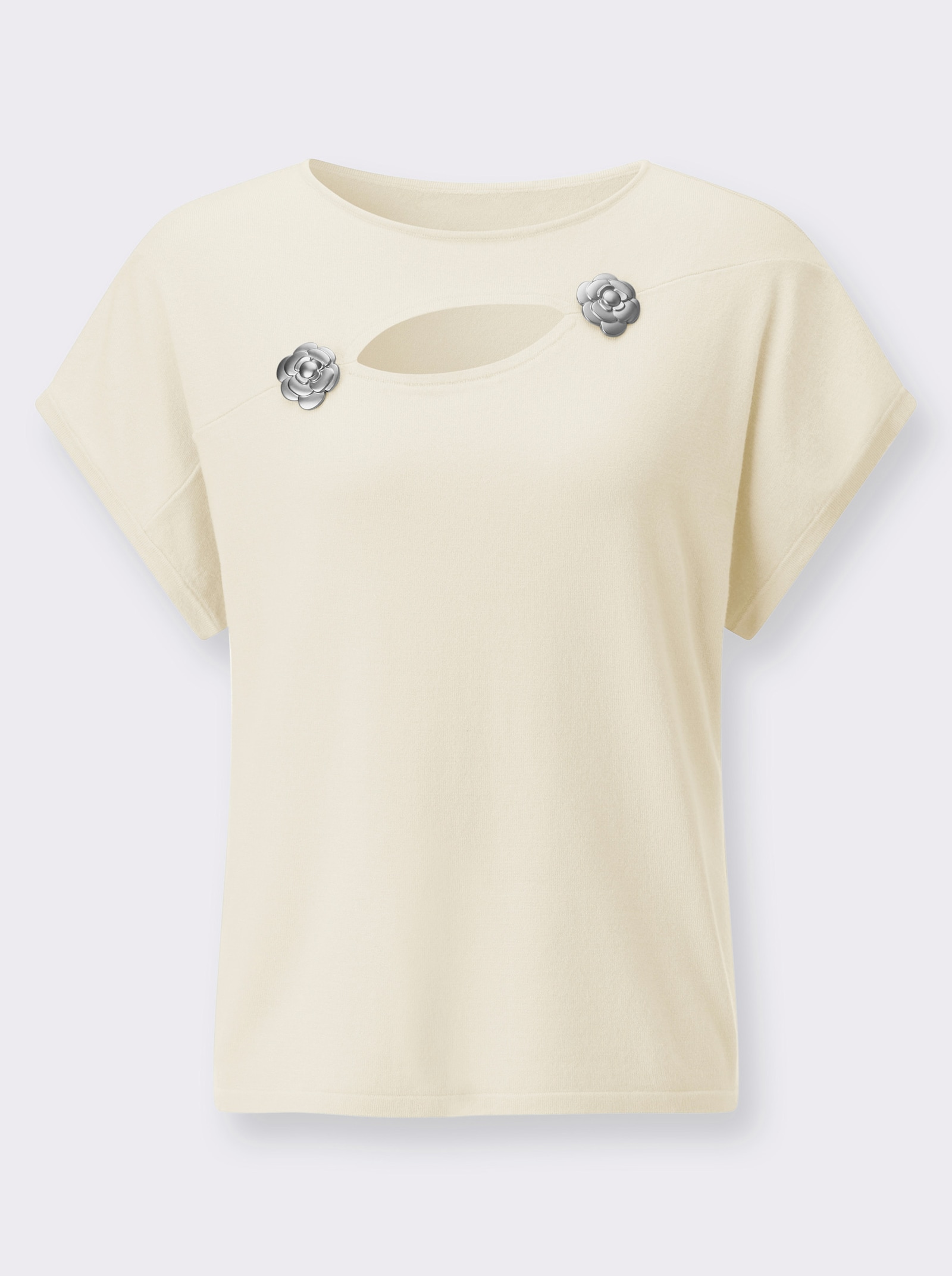 Feinstrickpullover mit Viskose - champagner