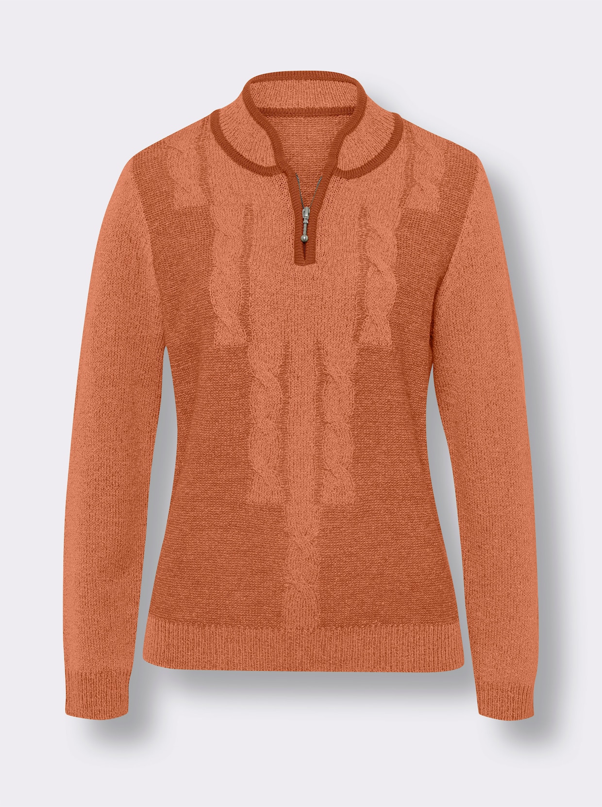 Stehkragenpullover - papaya-meliert