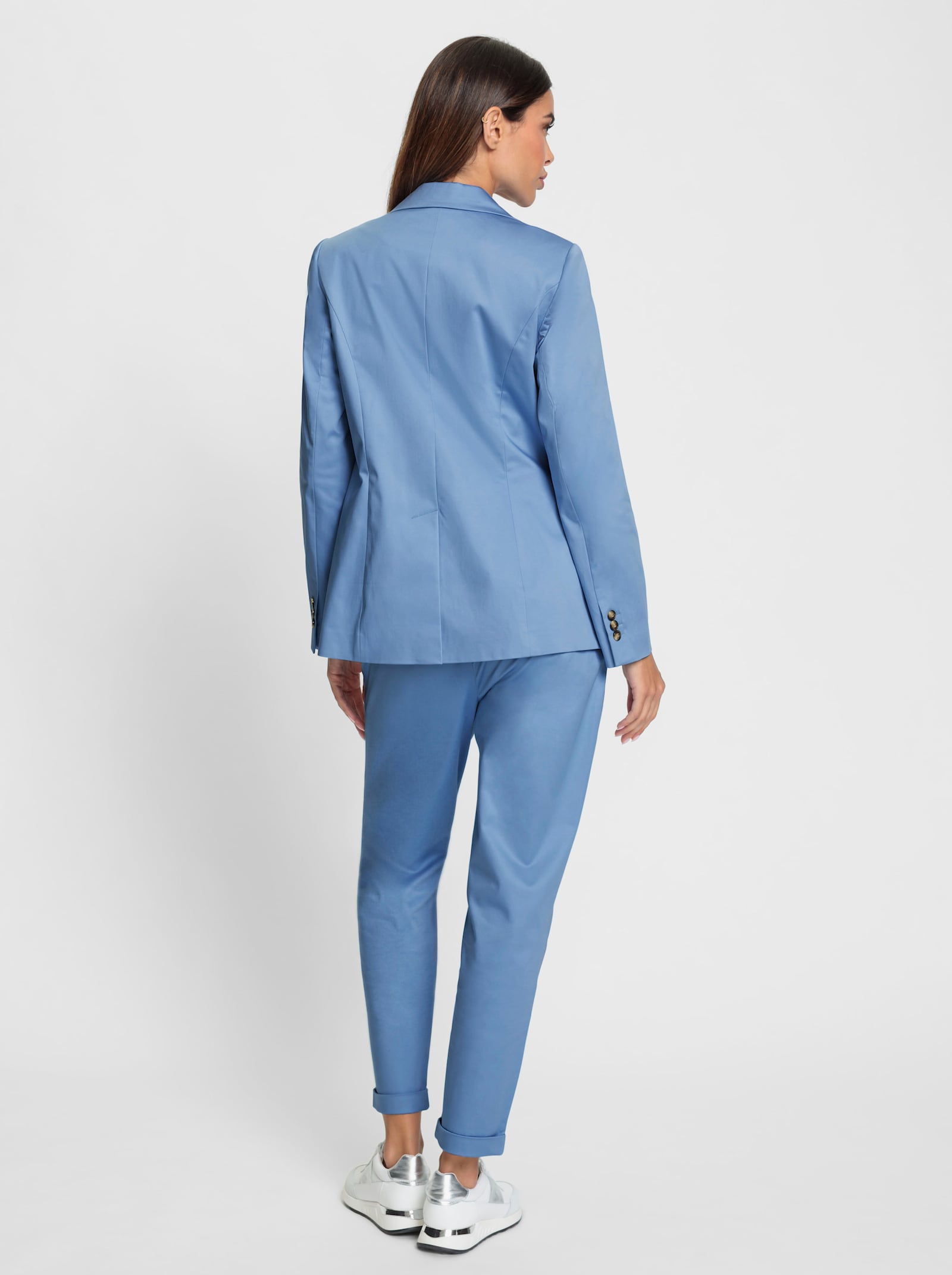 heine Hosenanzug aus leicht glänzendem Baumwoll-Stretch - himmelblau