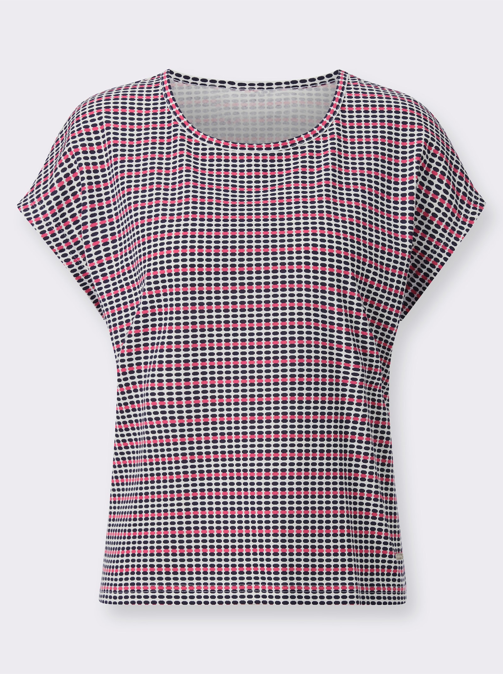 Print-Shirt mit Minimal-Dessin - marine-fuchsia-geringelt