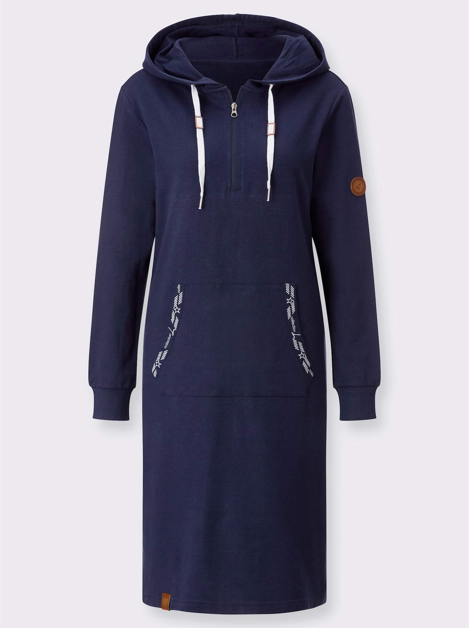 Žerzejové šaty s klokaní kapsou - námořnická modrá