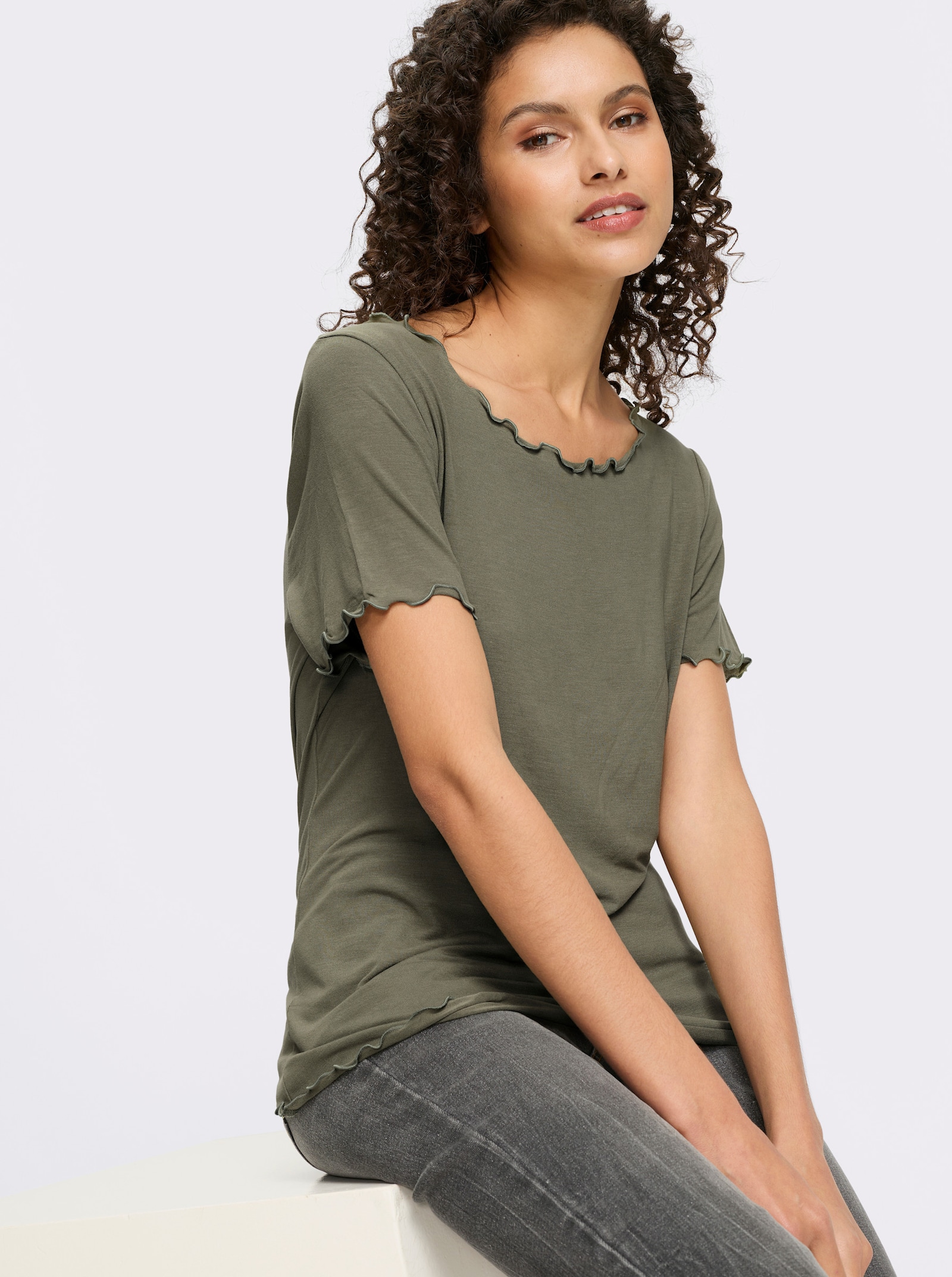 heine Shirt im Doppelpack - khaki-ecru