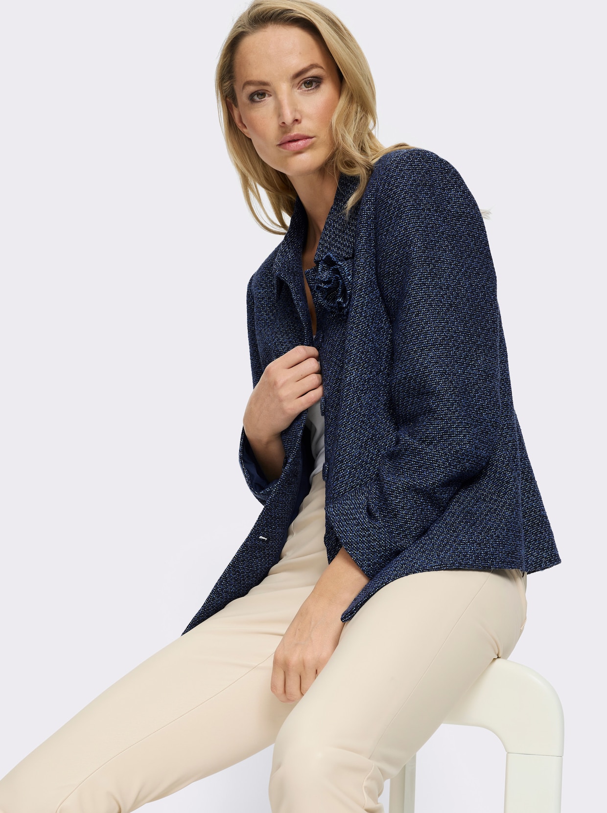 heine Bouclé-Blazer - dunkelblau