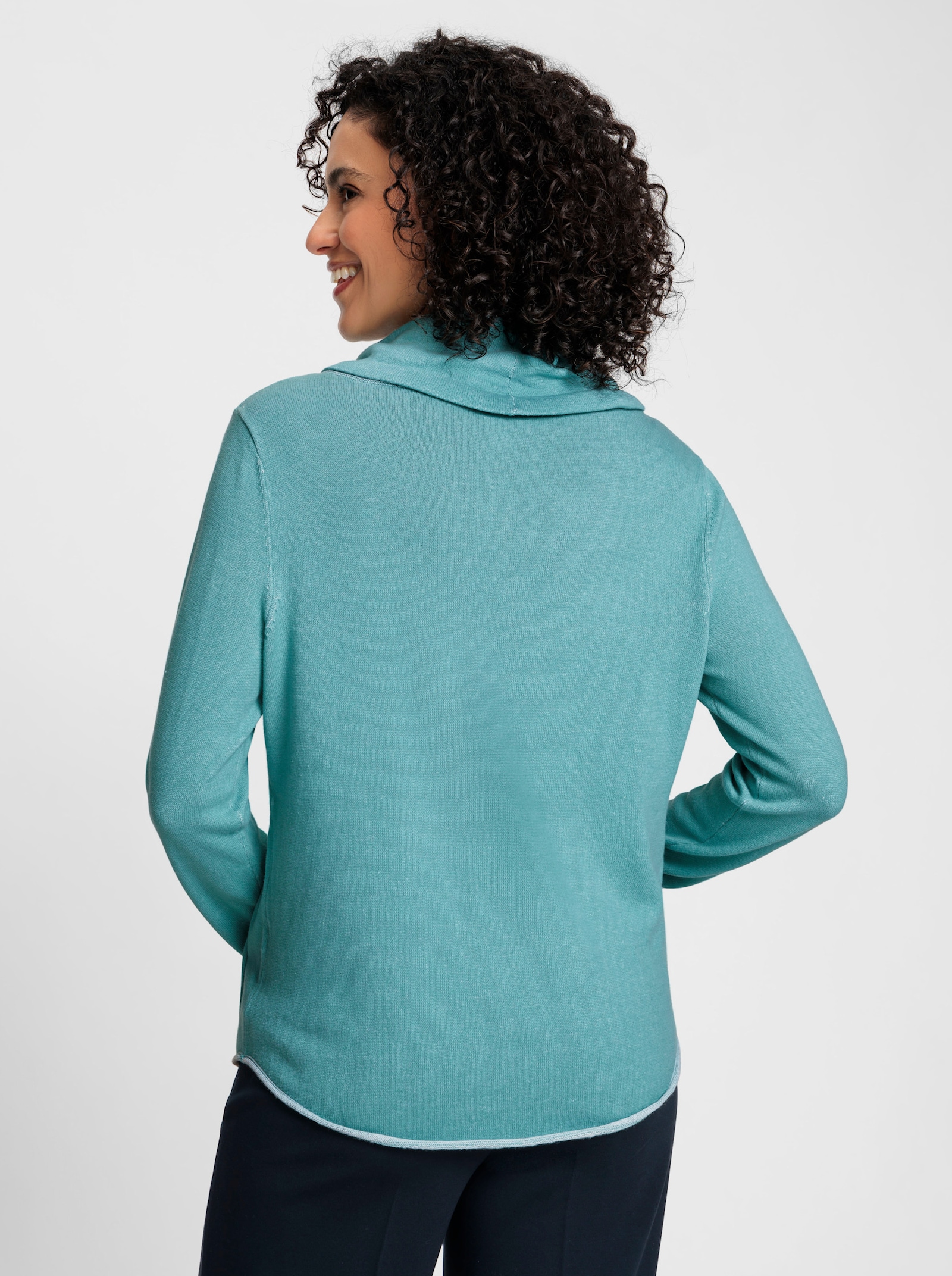 Rollkragenpullover mit aufgesetzten Taschen - ozean-meliert