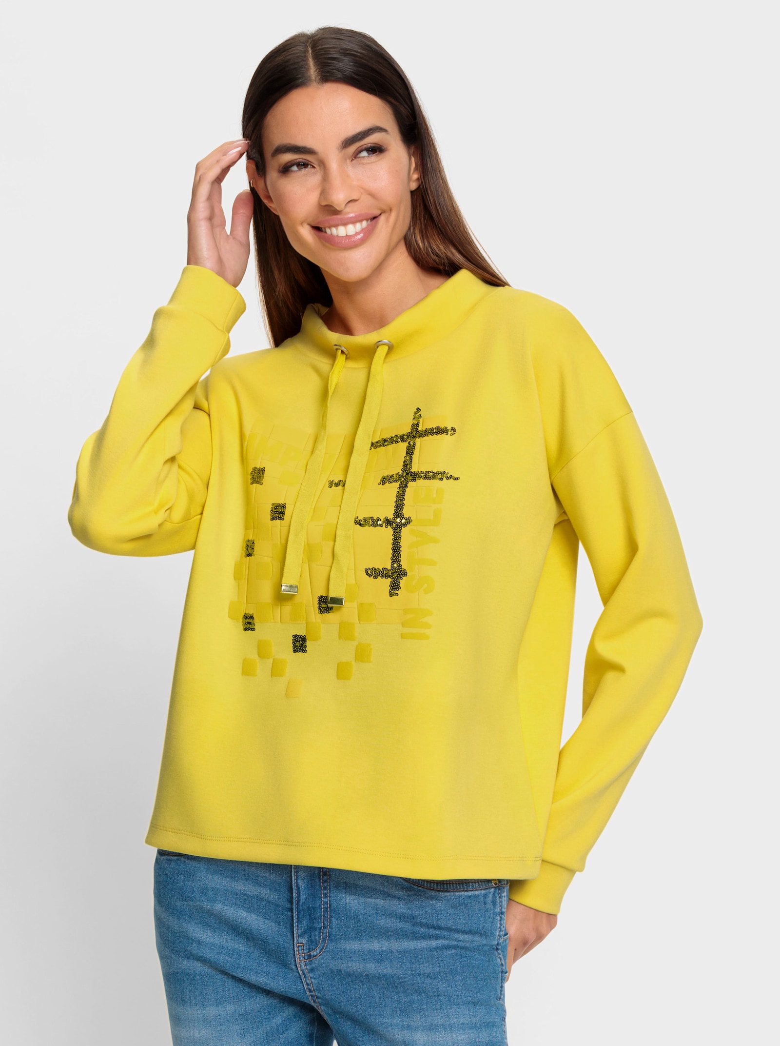 heine Sweatshirt mit Pailletten - limone