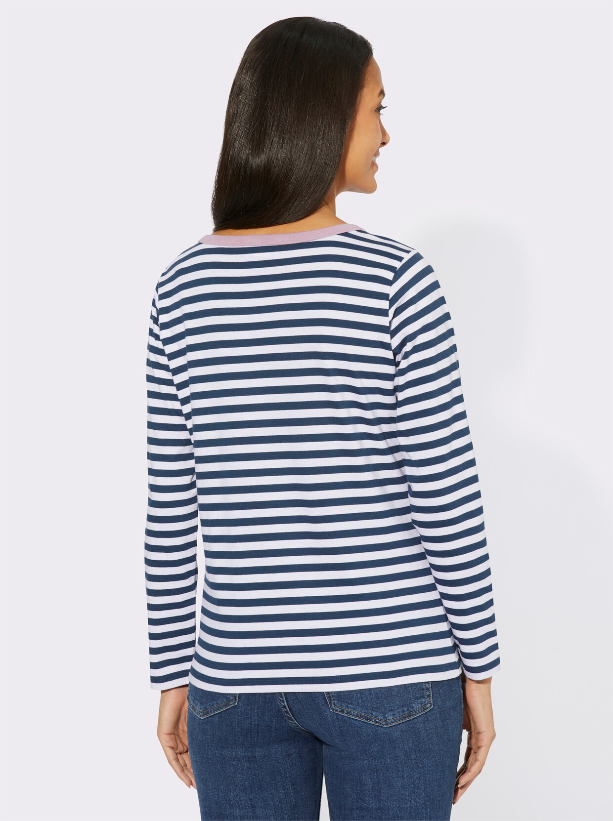 Shirt met lange mouwen - donkerblauw/wit gestreept