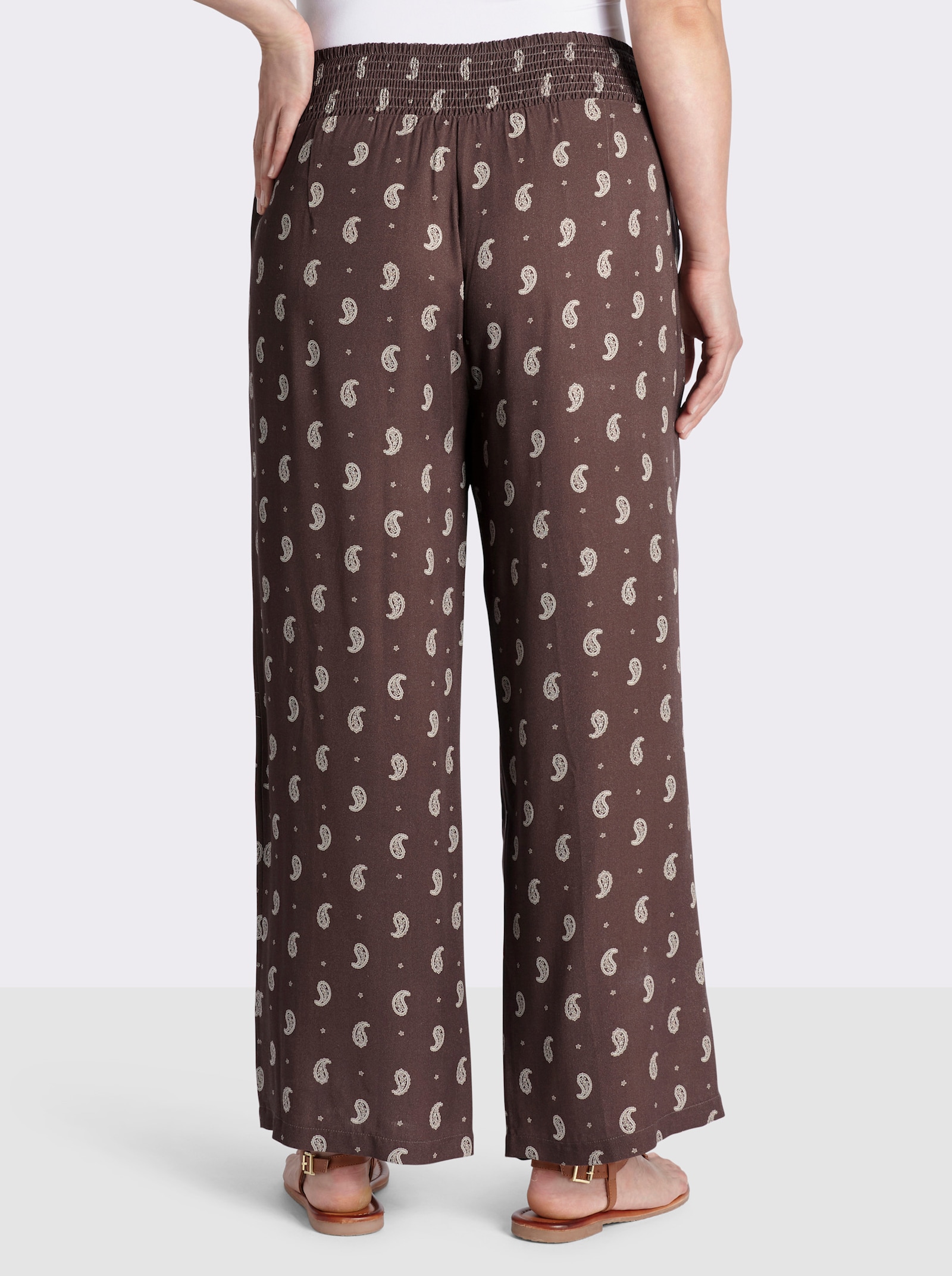 sheego Schlupfhose mit Paisleymuster - schoko-sesam-bedruckt