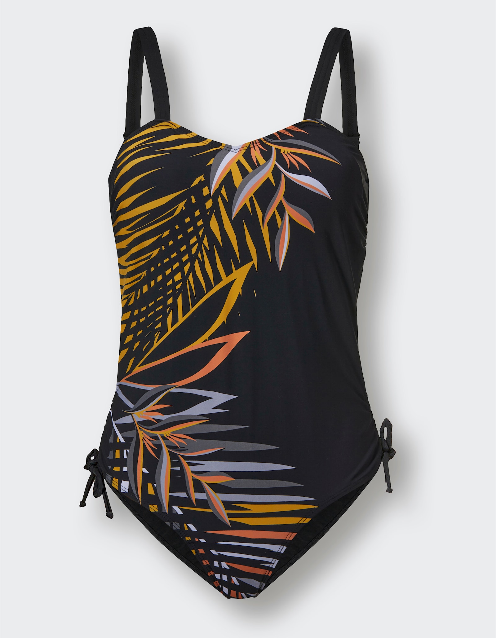 feel good Badeanzug mit Vollkorsage - schwarz-mandarine