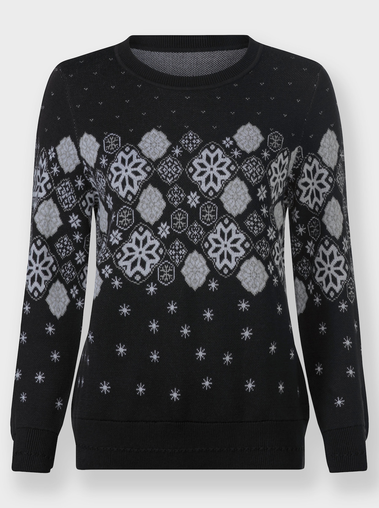 Jacquard-Pullover - schwarz-gemustert