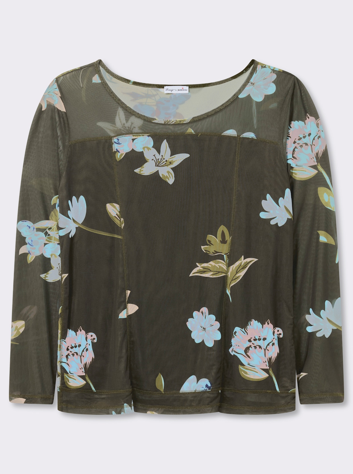 sheego by Joe Browns Langarmshirt mit Blumendruck - moos-ecru-gemustert