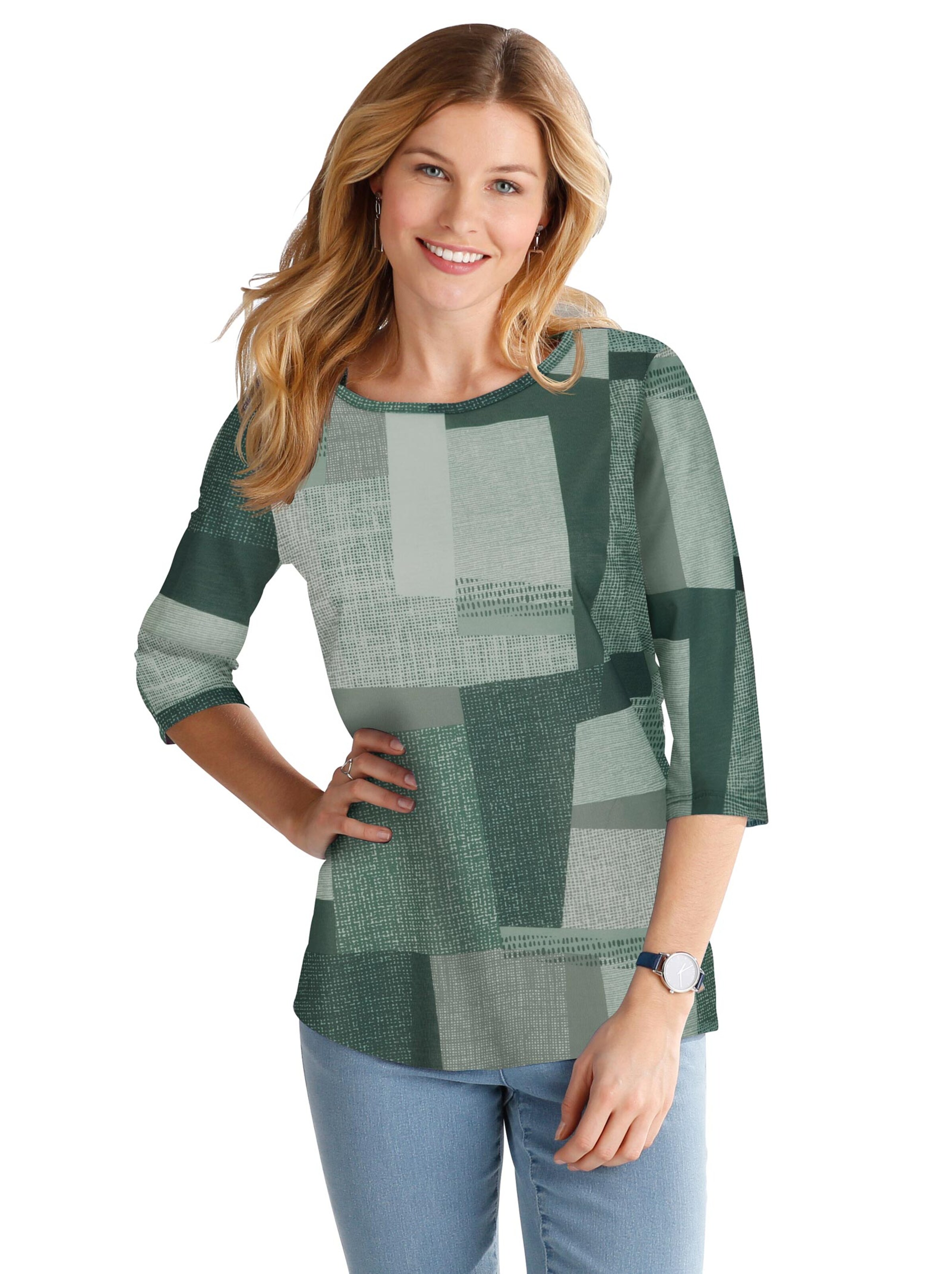 Longshirt - grün-gemustert