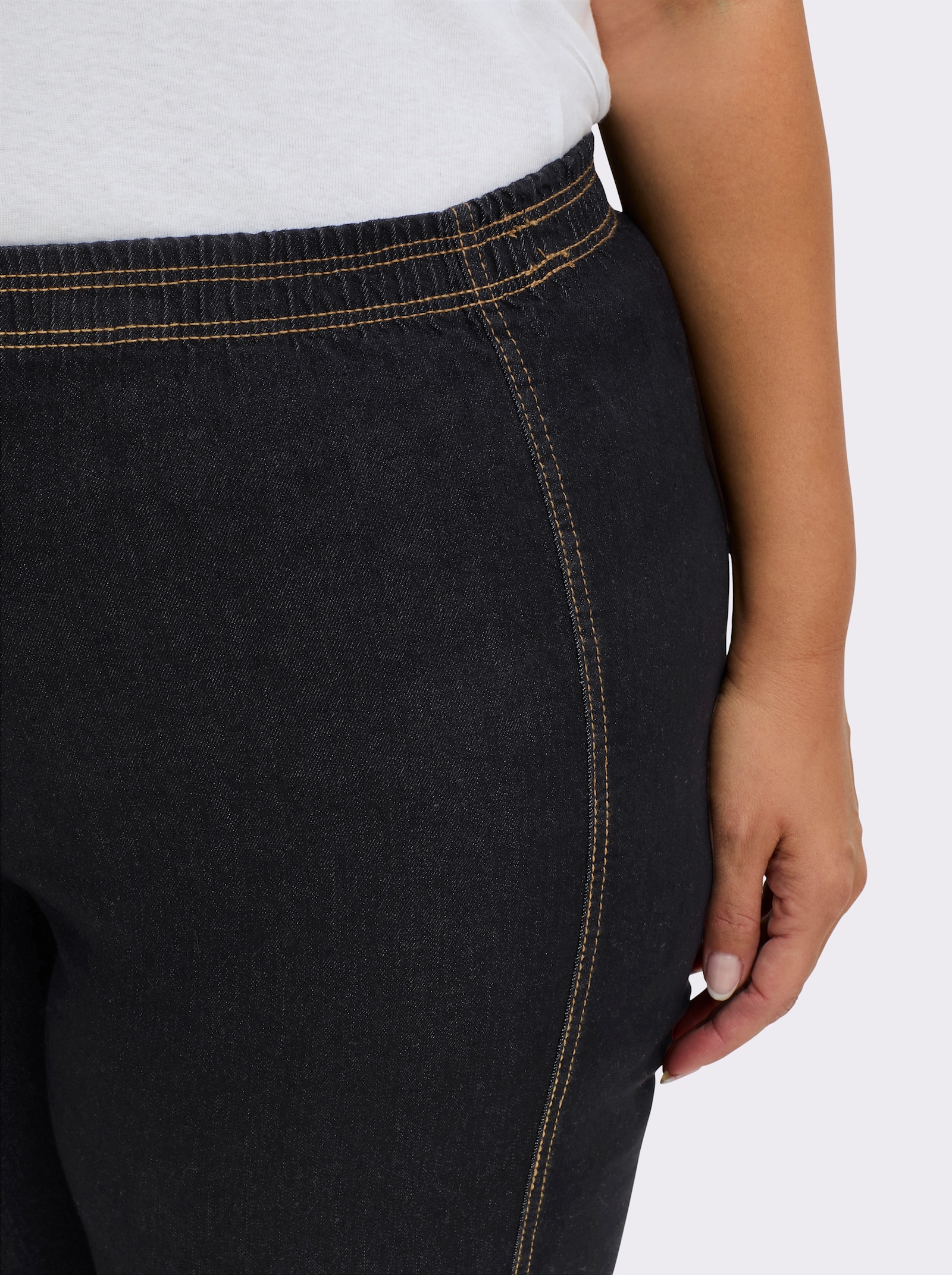 Stretch-Jeans mit Rundum-Dehnbund - black-denim