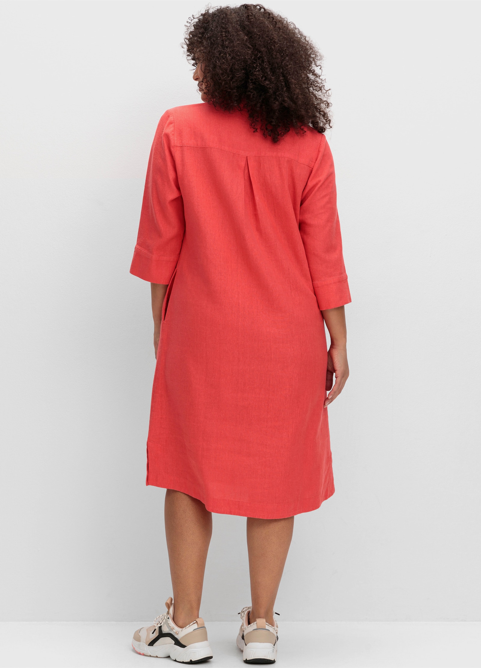 sheego Hemdblusenkleid aus Leinen-Mix - hummer