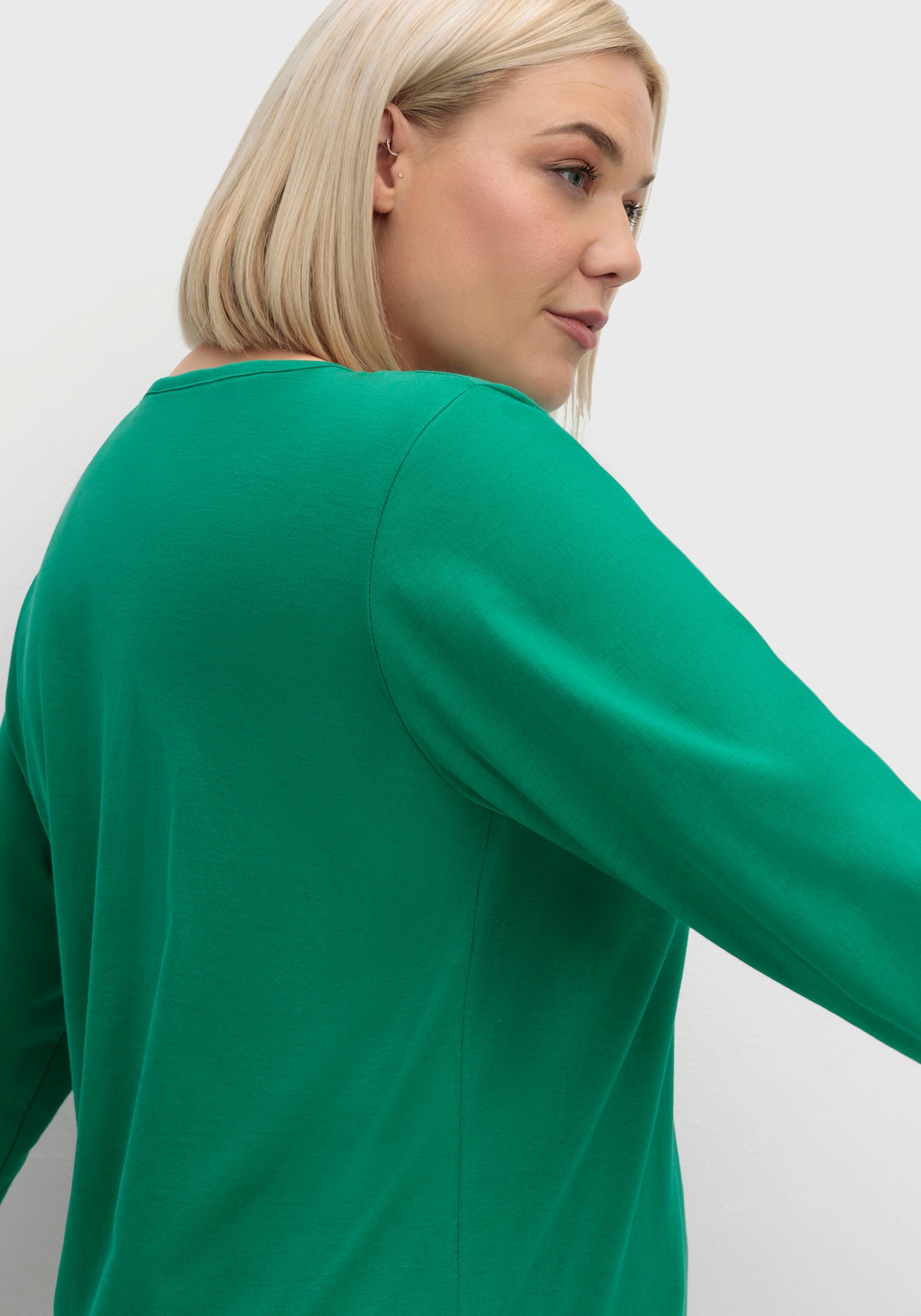 Langarmshirt in reiner Baumwolle - grün