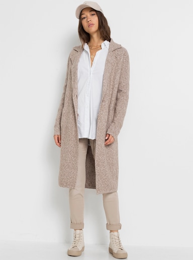 Strickjacke in Longform - beige-ecru-meliert