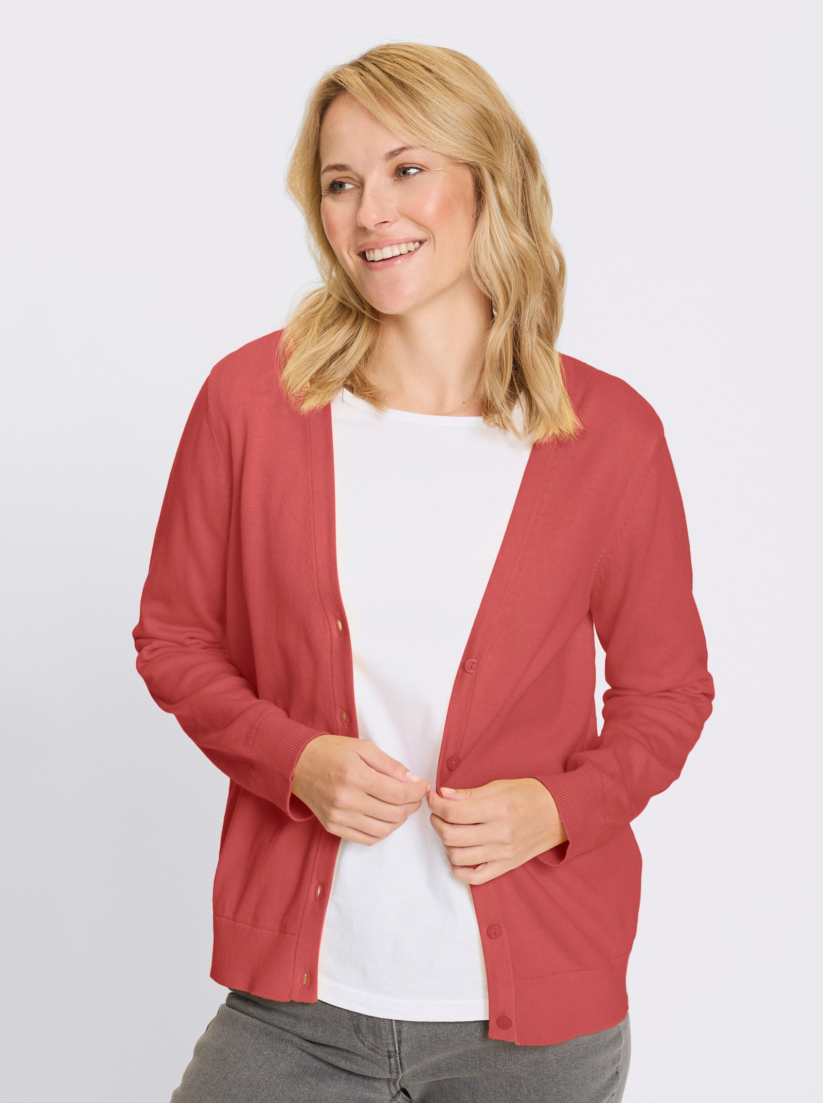 Kofta i bomullsmaterial - korall