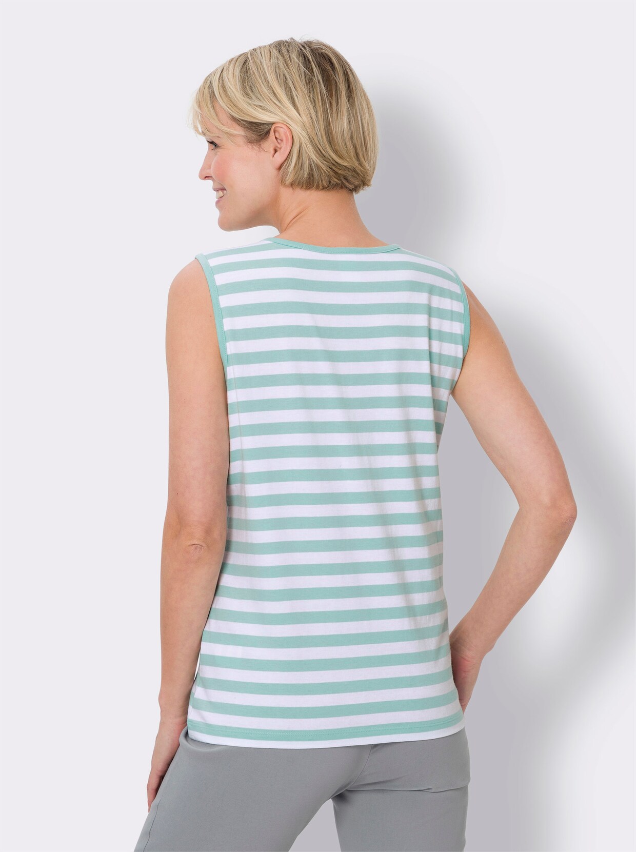 Shirttop - mint-weiss-geringelt