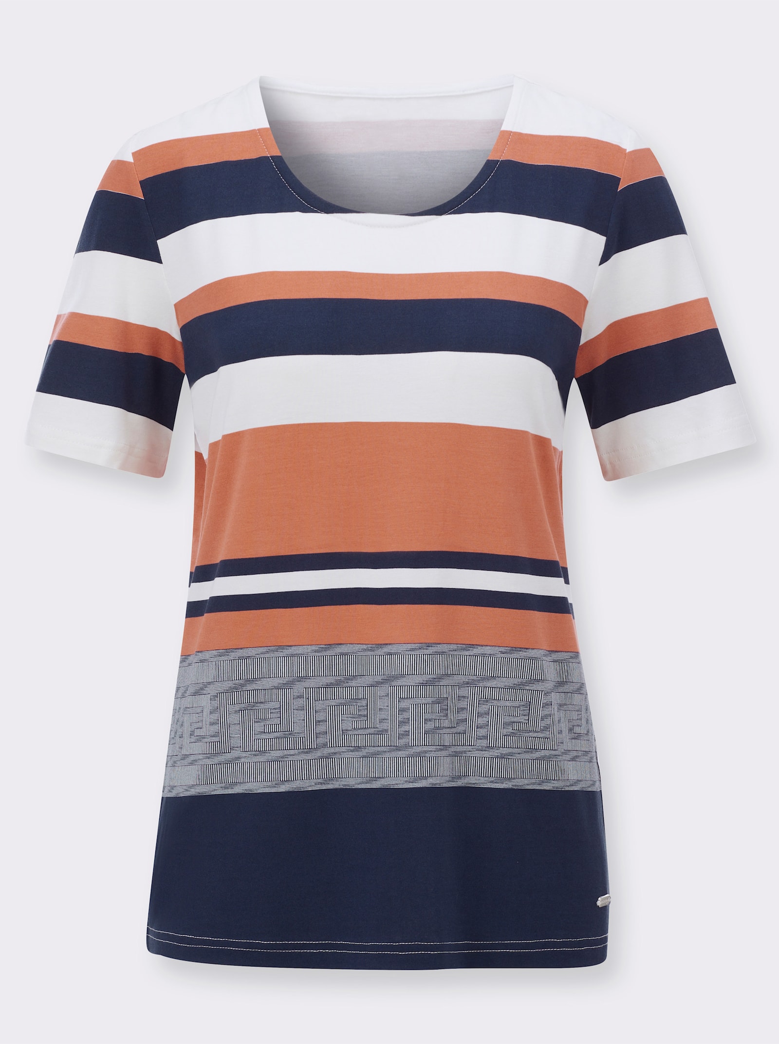 Kurzarmshirt mit hochwertiger Viskose - papaya-marine-bedruckt