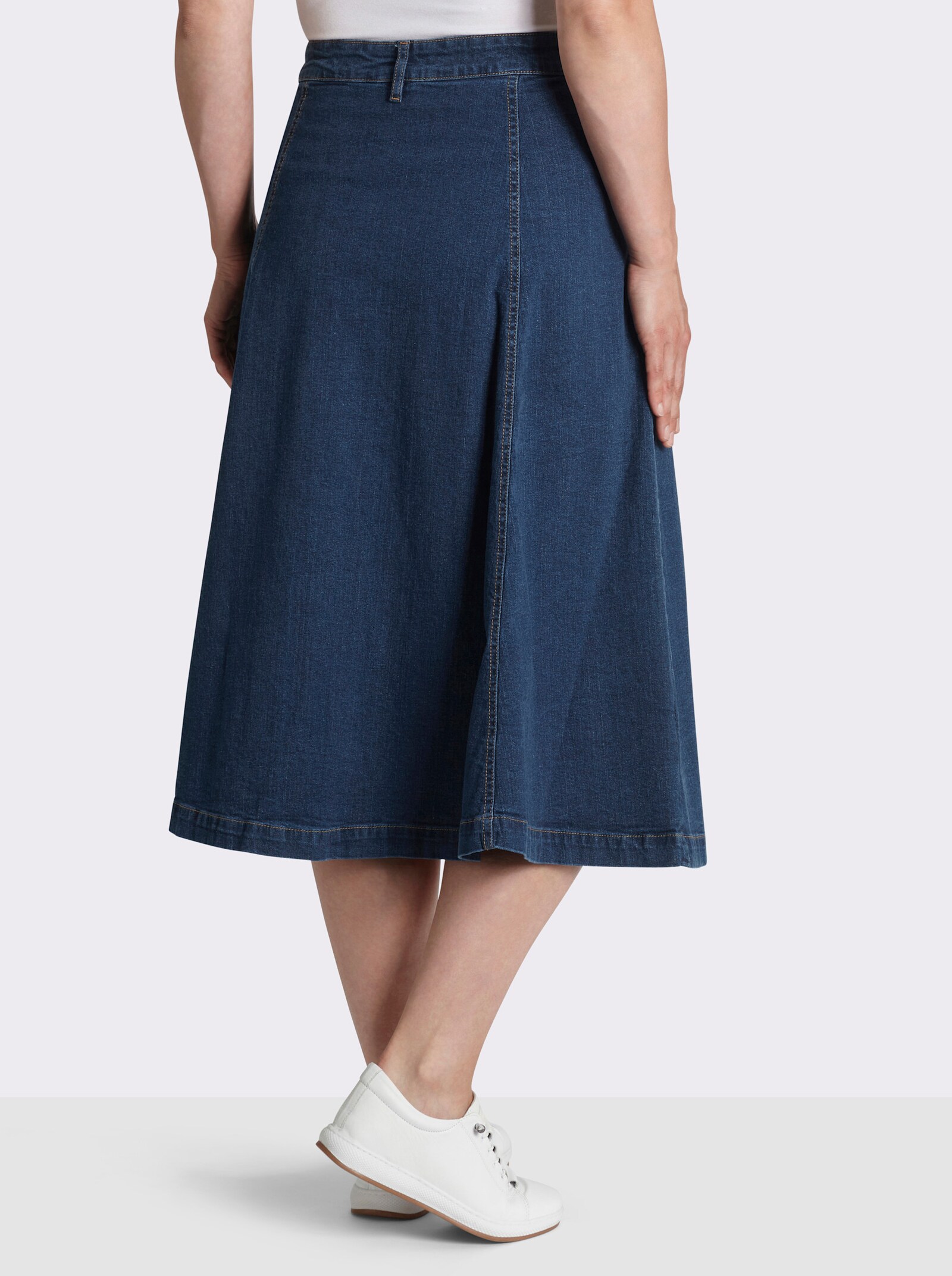 Jeansrock in ausgestellter Bahnenform - blue-stone-washed