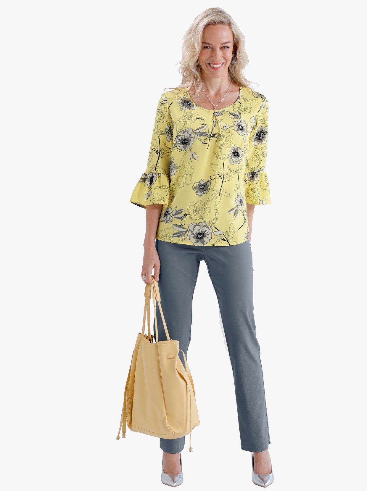 Comfortabele blouse - citroen bedrukt